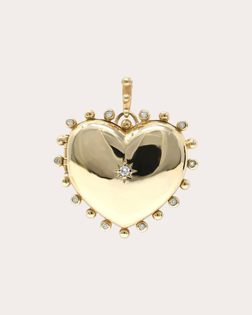 Diamond & 14k Gold Dew Drop Large Heart Locket