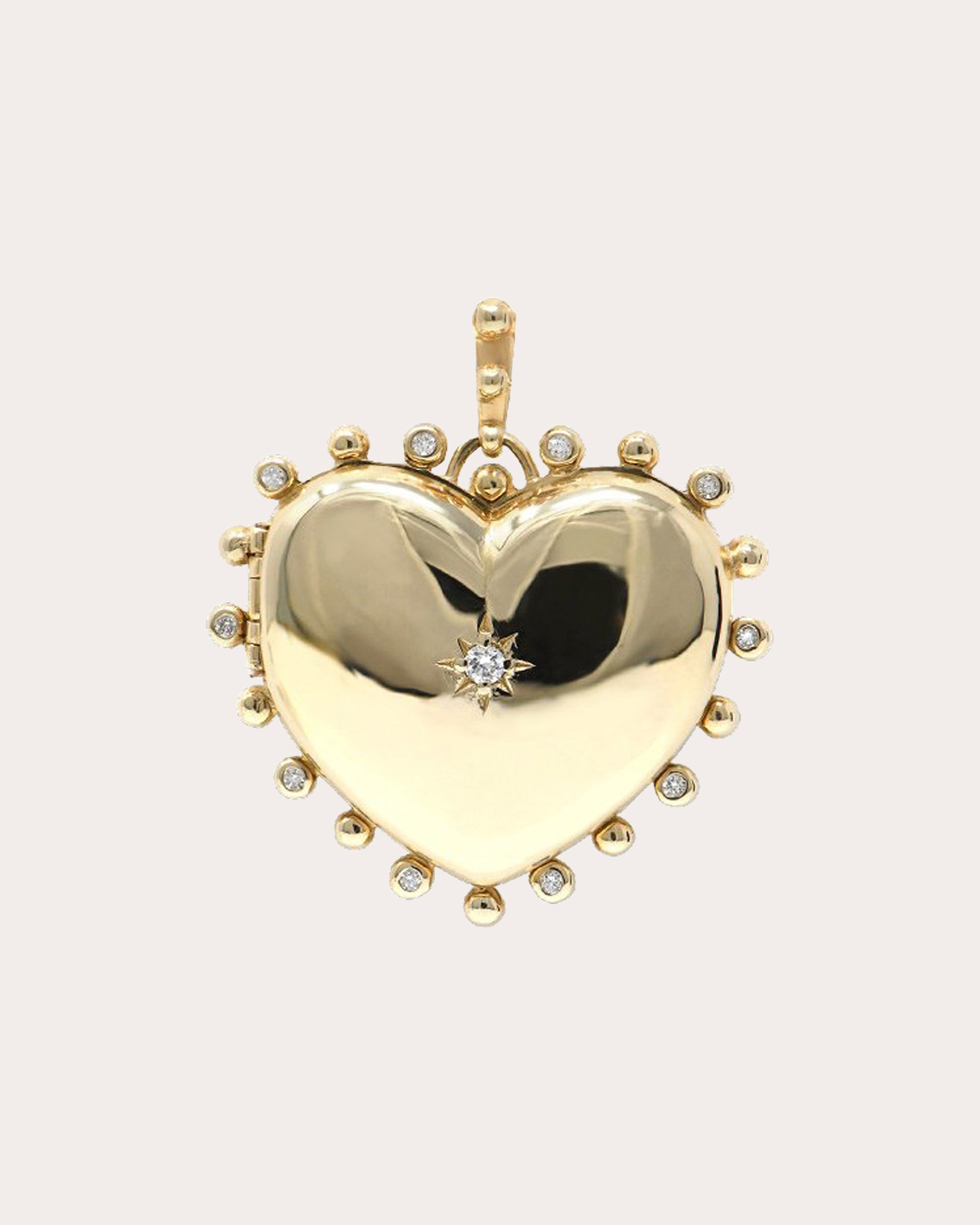 Diamond & 14k Gold Dew Drop Large Heart Locket