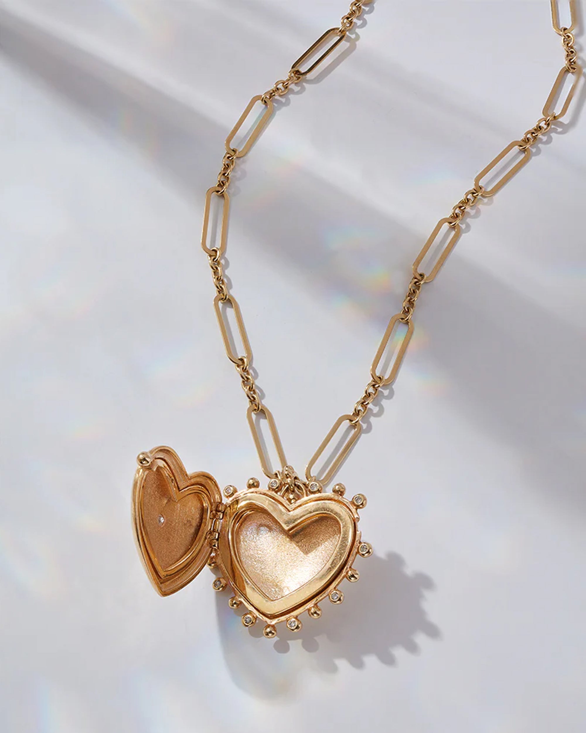 Diamond & 14k Gold Dew Drop Large Heart Locket