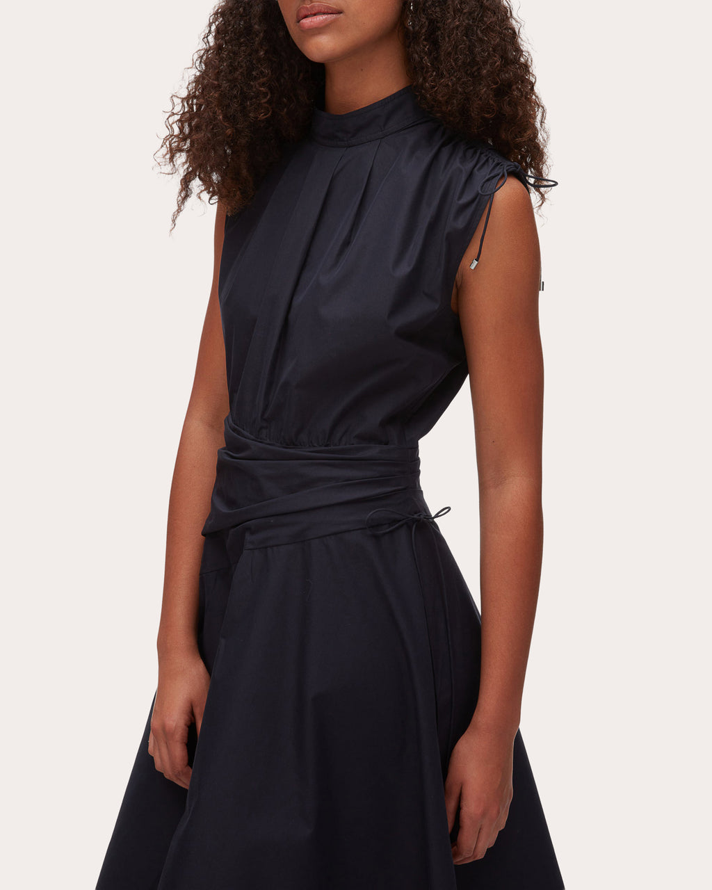 Cotton Poplin Ruched Handkerchief Dress