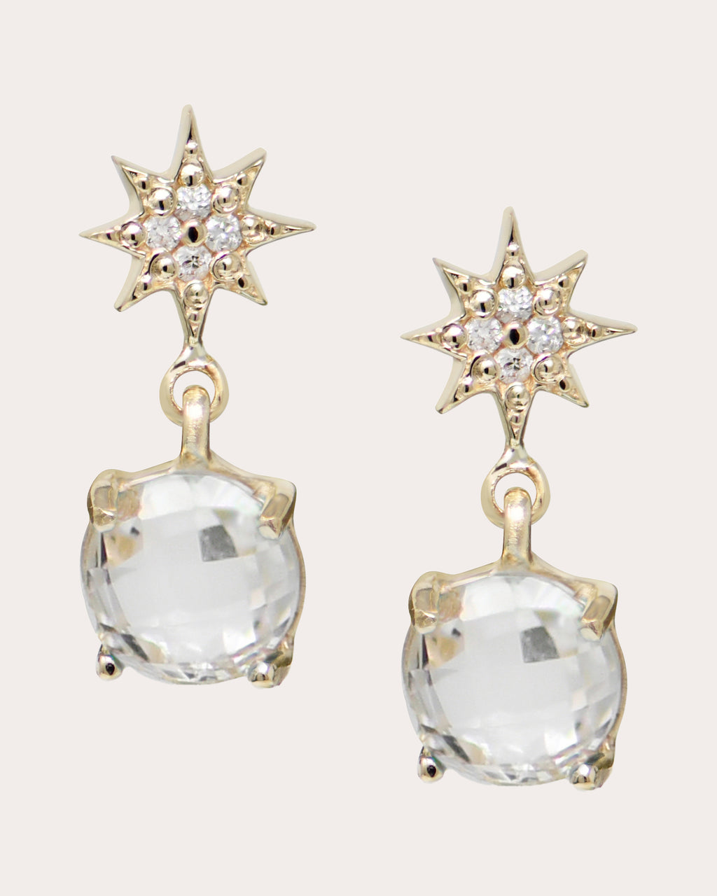 Diamond & Topaz Aztec North Star Drop Earrings