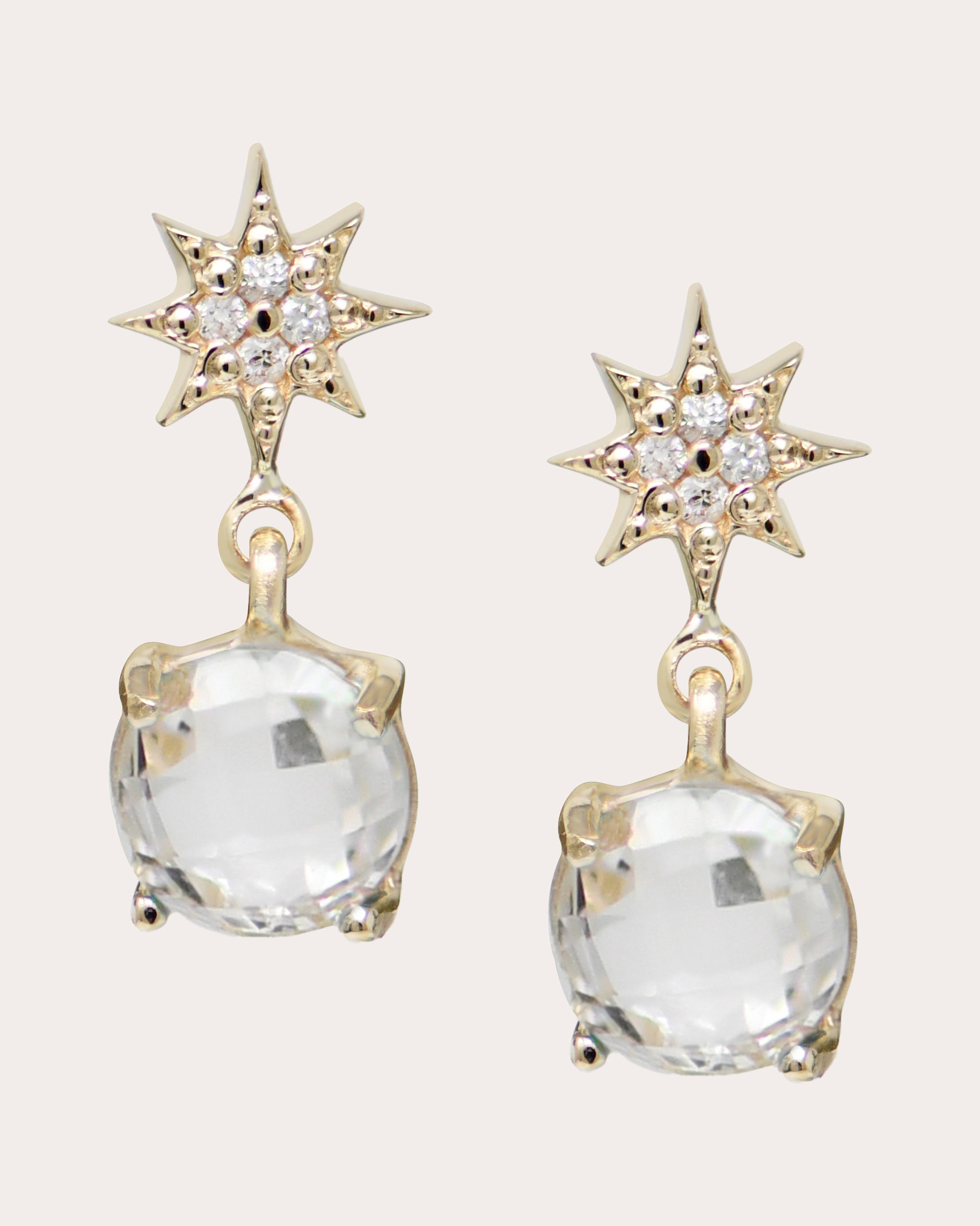 Diamond & Topaz Aztec North Star Drop Earrings