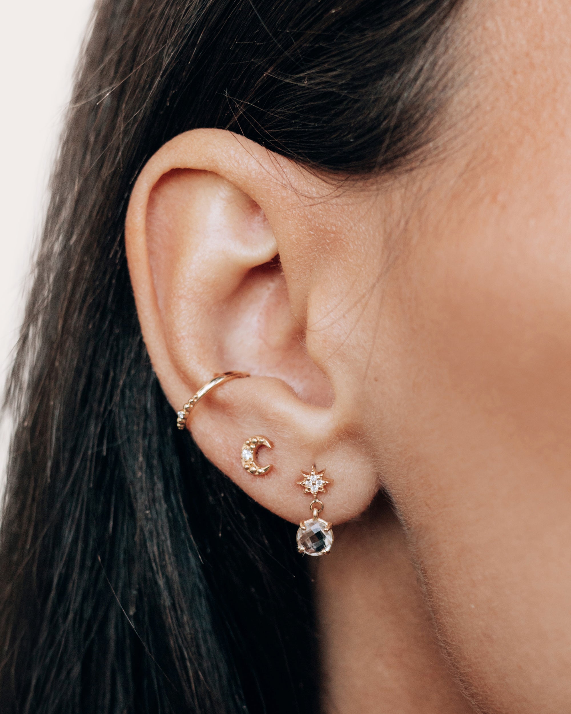 Diamond & Topaz Aztec North Star Drop Earrings