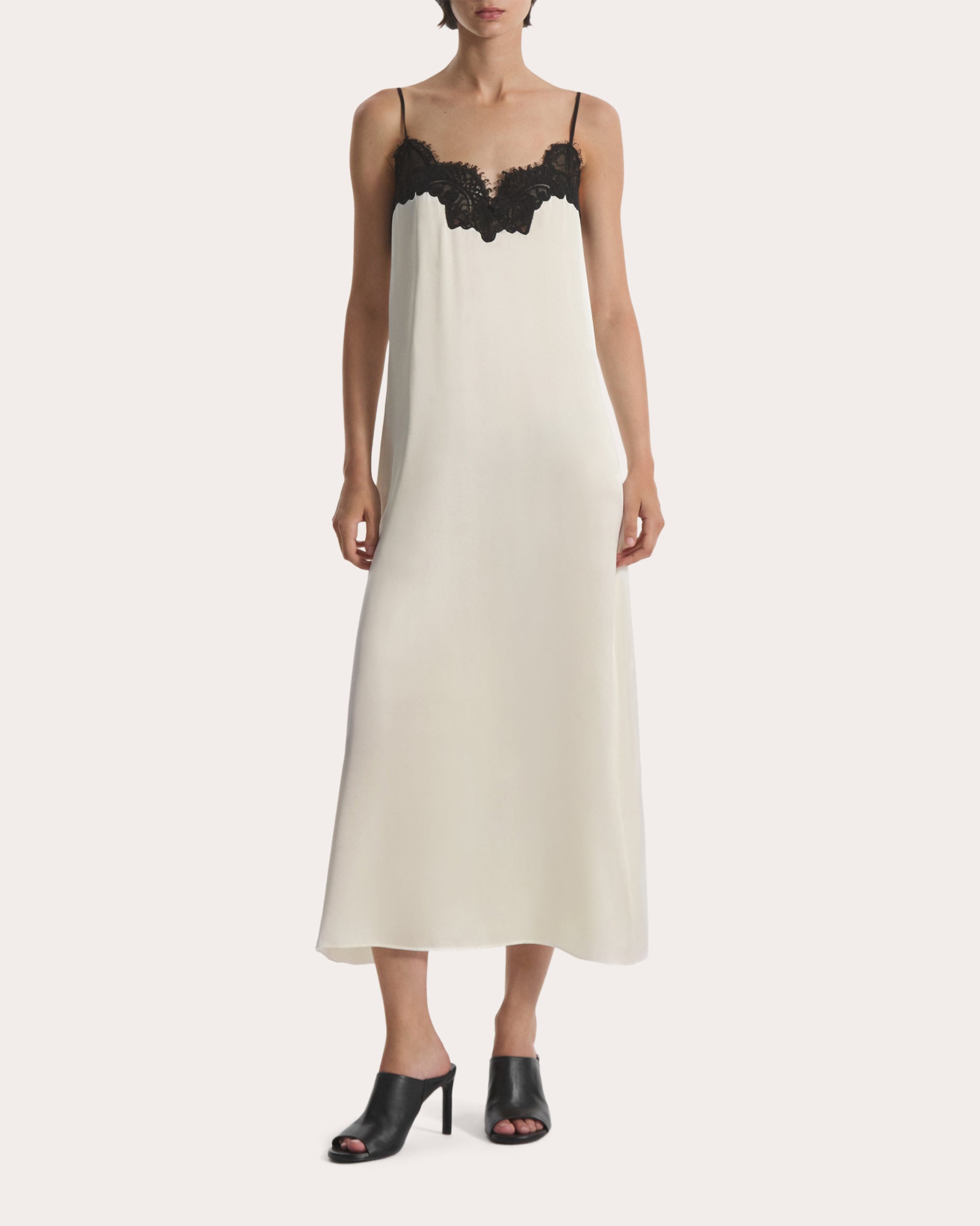 Silk Lace-Trim Bias Slip Dress