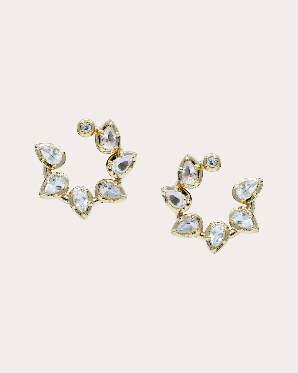 Diamond & Topaz Mélia Pear Front-to-Back Hoop Earrings