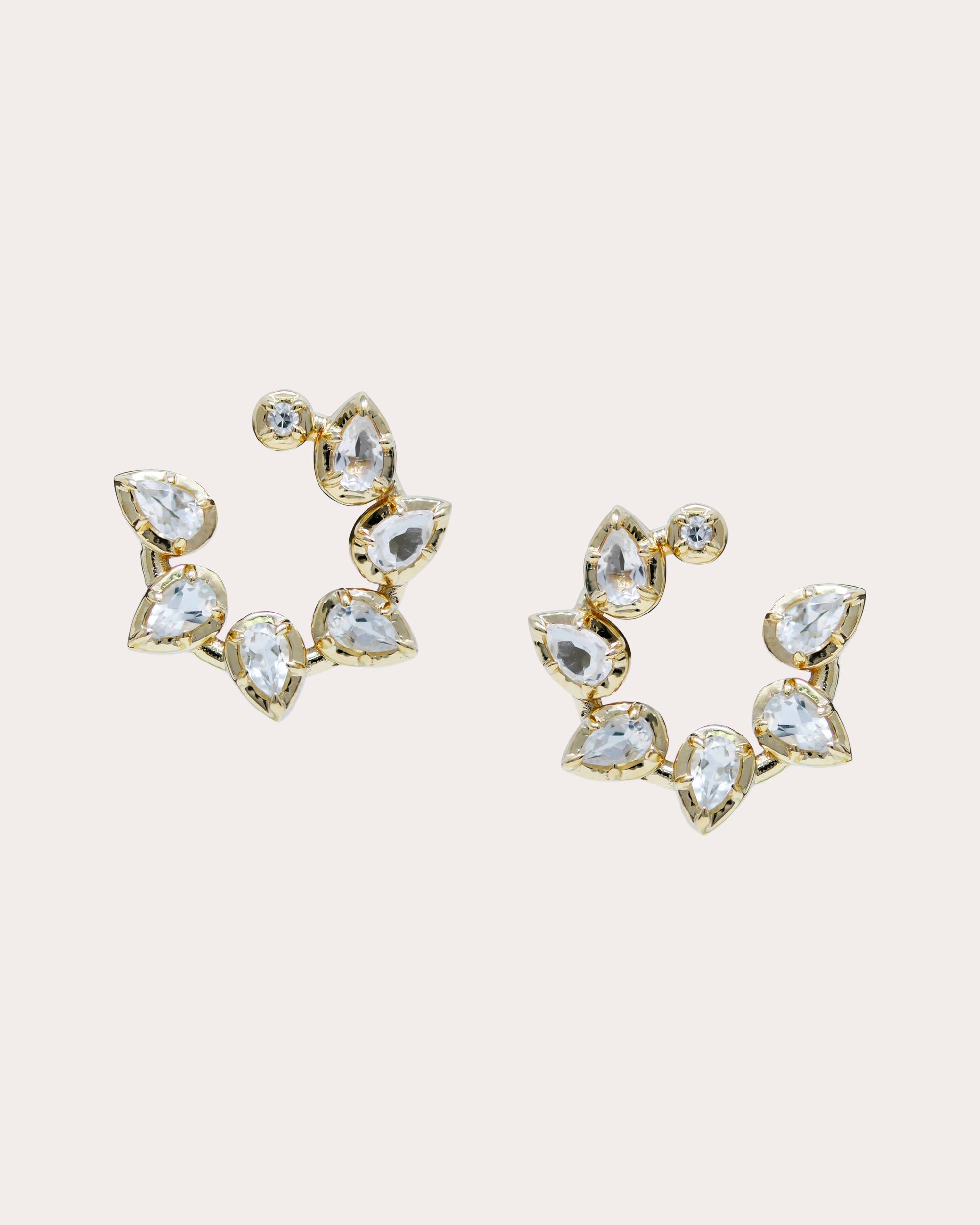 Diamond & Topaz Mélia Pear Front-to-Back Hoop Earrings