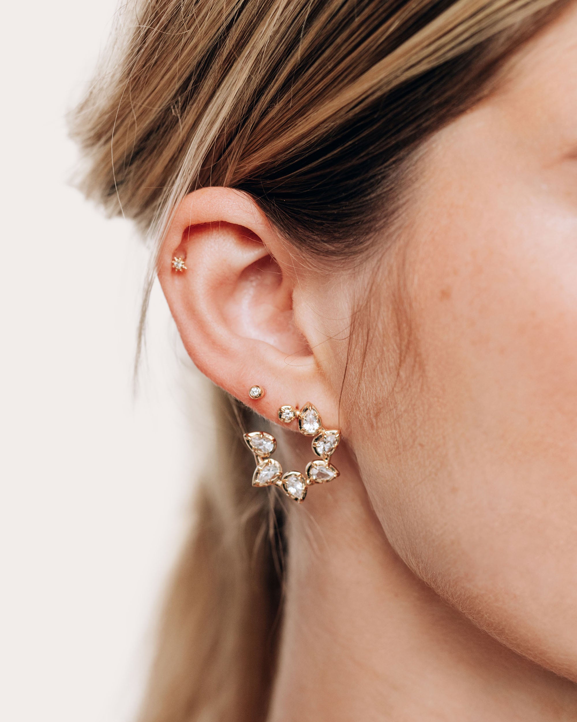 Diamond & Topaz Mélia Pear Front-to-Back Hoop Earrings