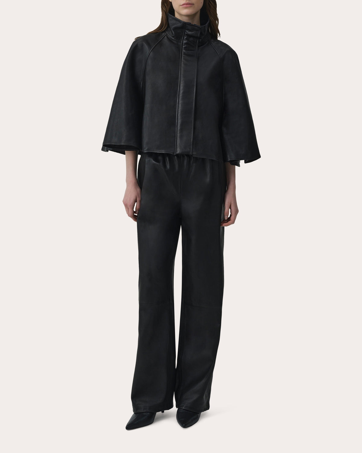 Corrine Leather Straight-Leg Pants