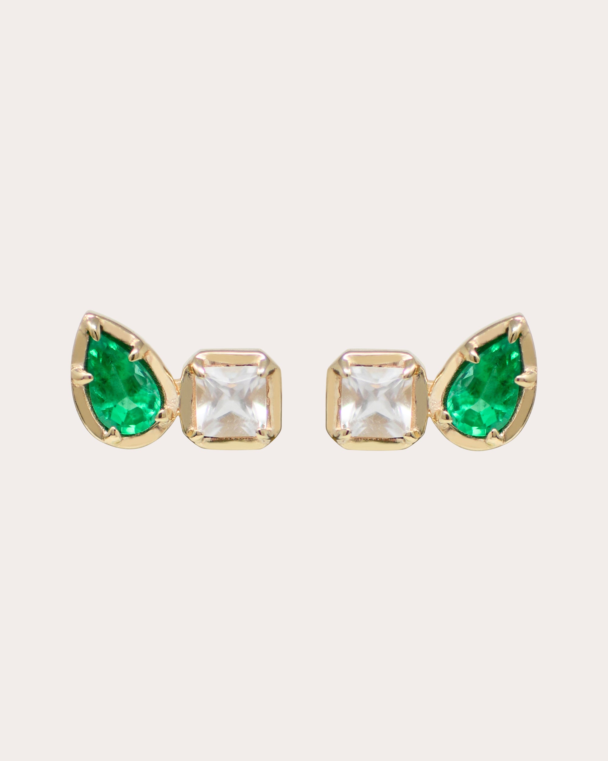 Emerald & Topaz Mélia Toi et Moi Stud Earrings