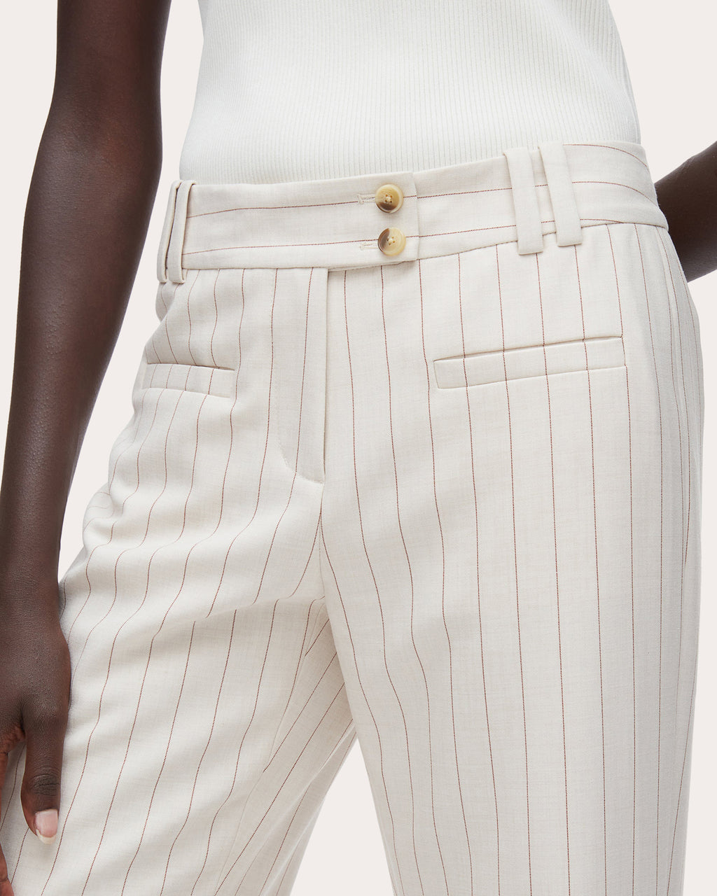 Pinstripe Straight-Leg Flare Trousers
