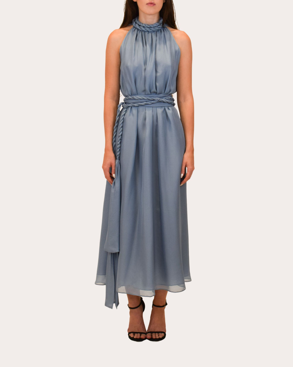 Dany Gathered Silk Chiffon Midi Dress