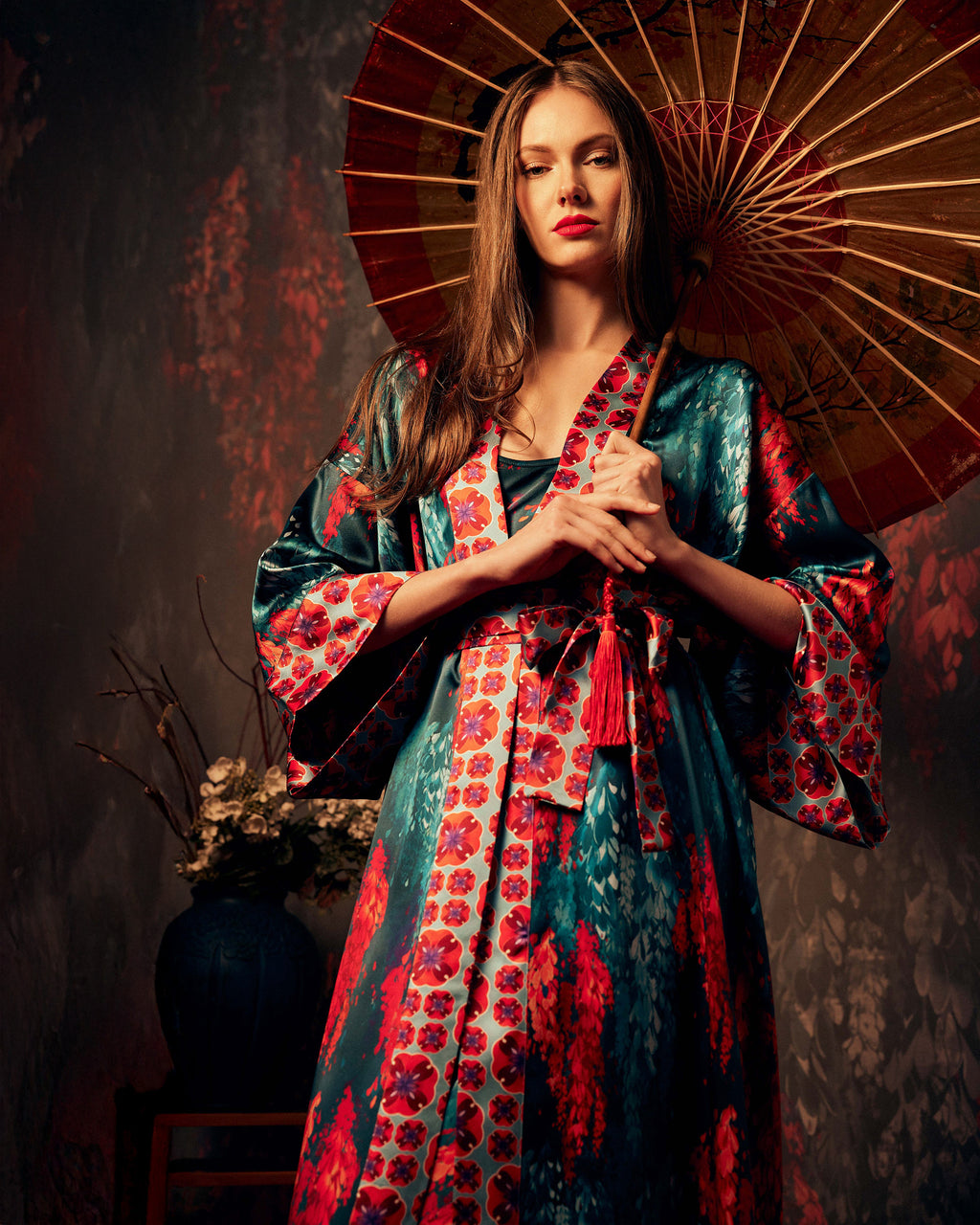 Nikko Fuji Silk Long Kimono