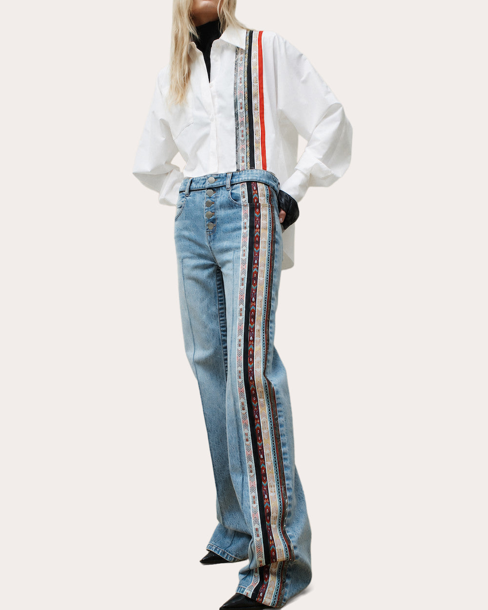 Ted Grosgrain Poplin High-Low Shirt