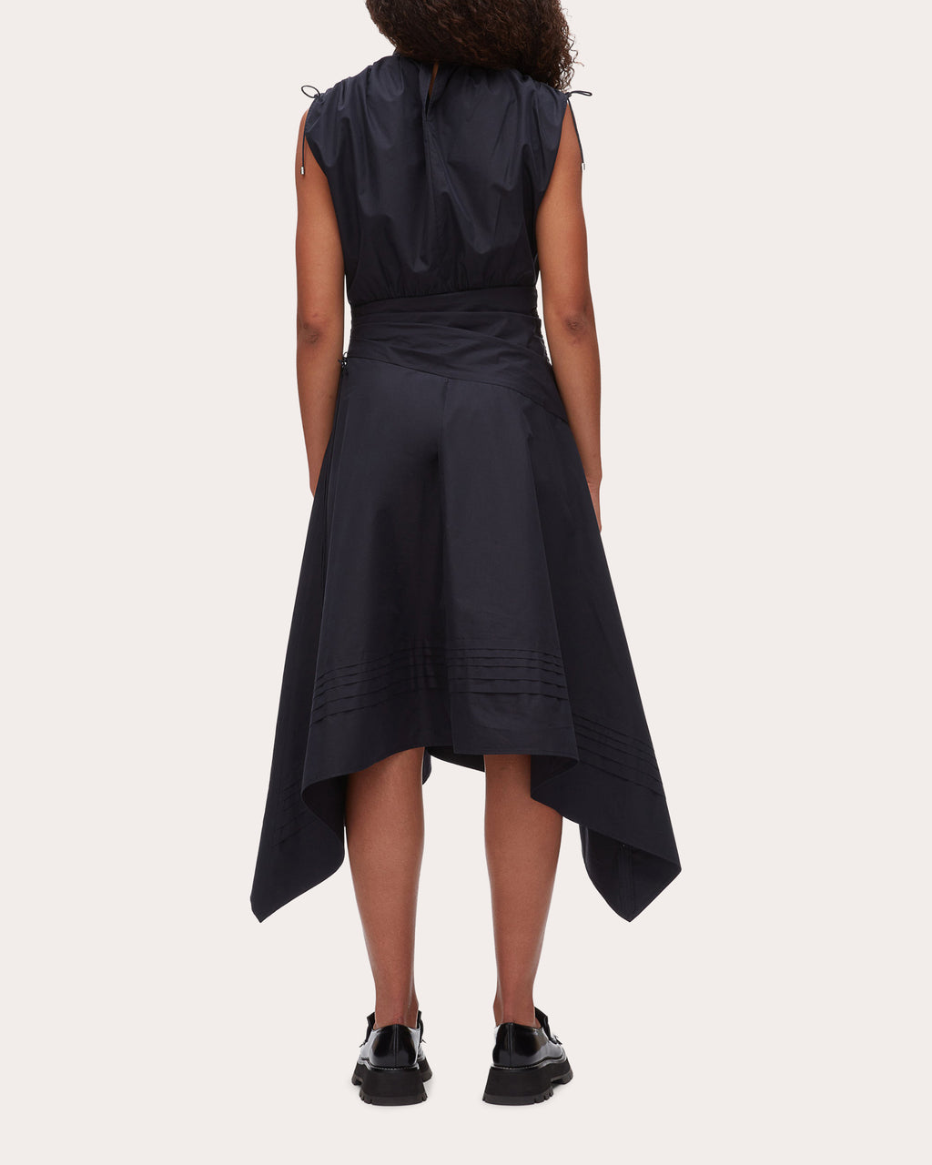 Cotton Poplin Ruched Handkerchief Dress