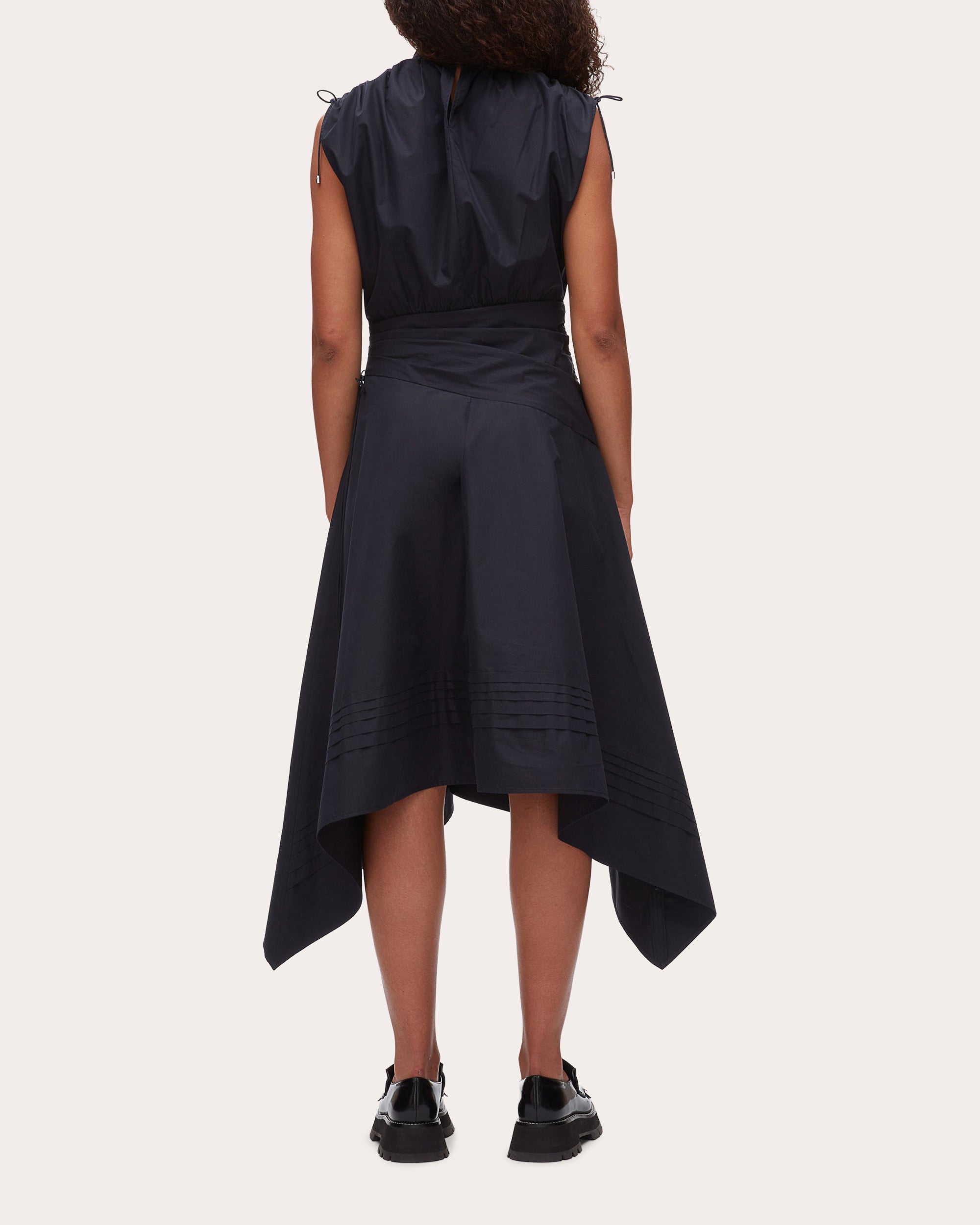 Cotton Poplin Ruched Handkerchief Dress