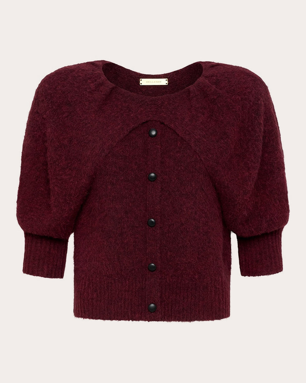 Fritz Puff-Sleeve Shawl Sweater