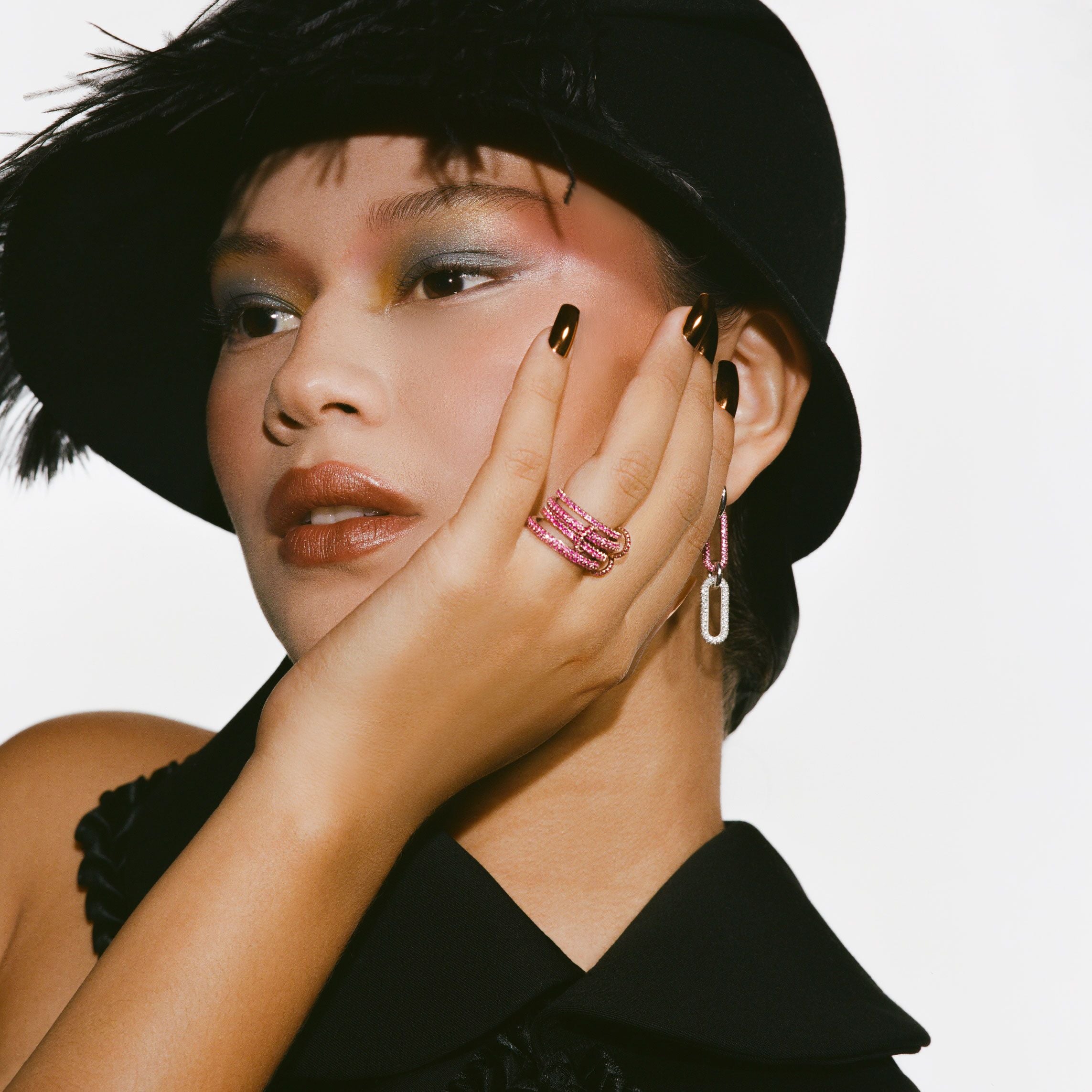 Ruby & Pink Sapphire 18k Gold Delphinus Petite Ring