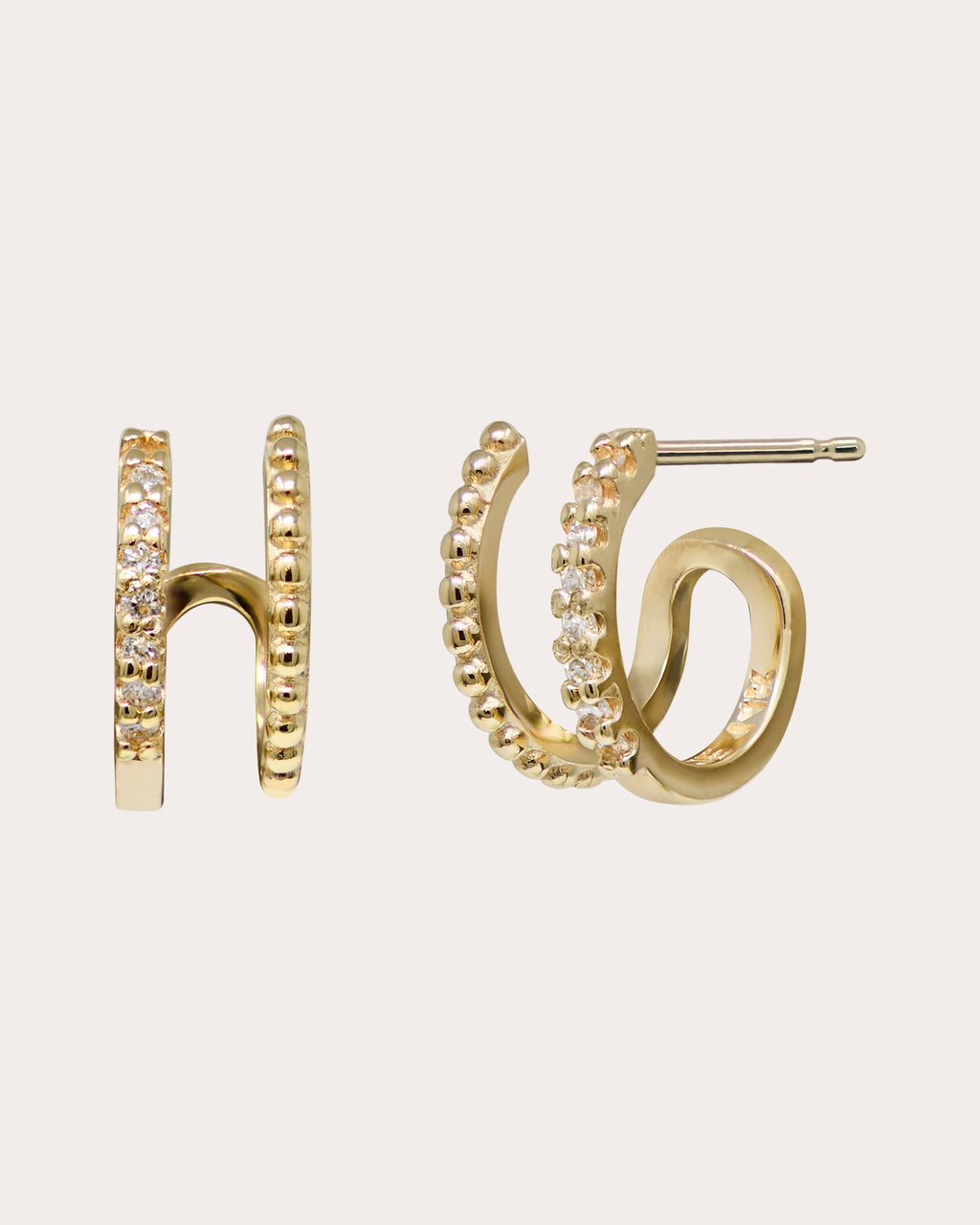 Diamond Double-Row Pavé Hoop Earrings