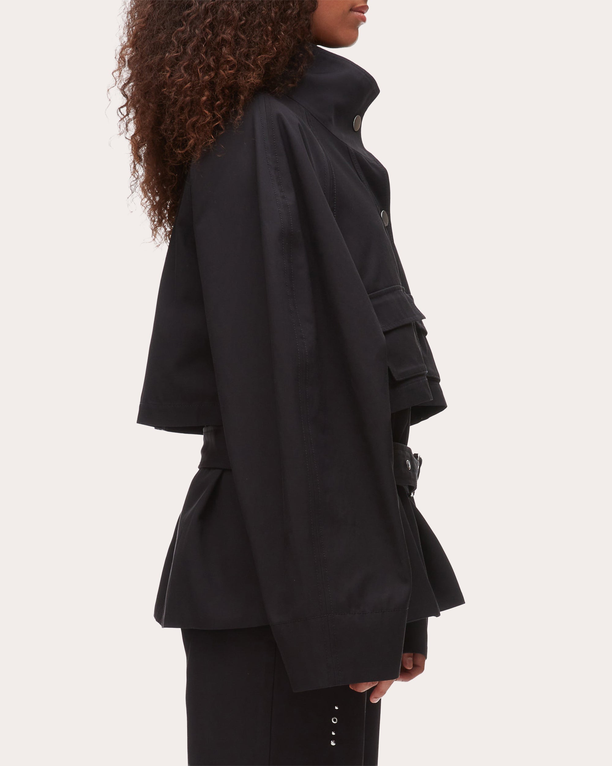 Twill Exaggerated Belted Utility Coat