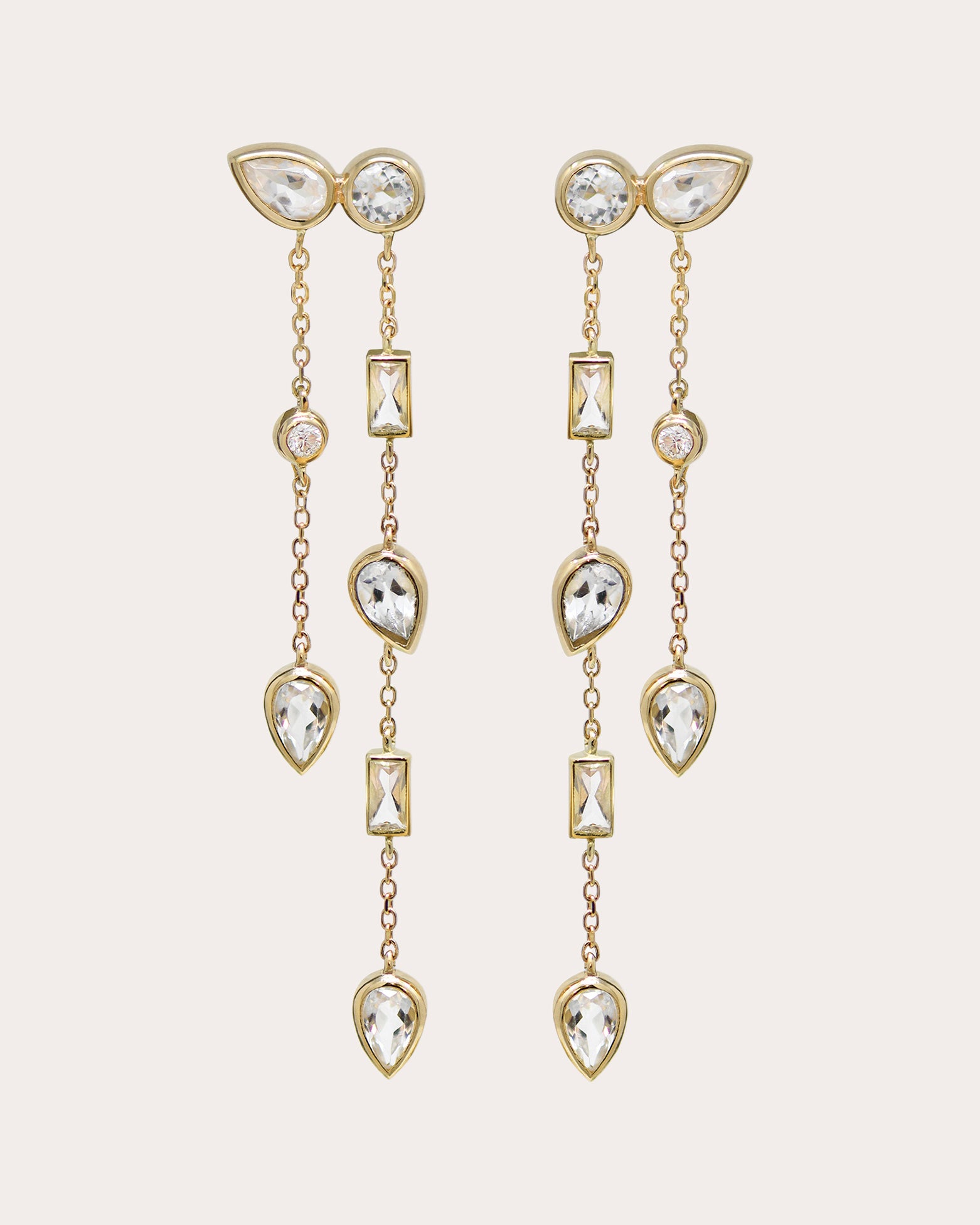 Topaz Cléo Eliana Double Chain Drop Earrings