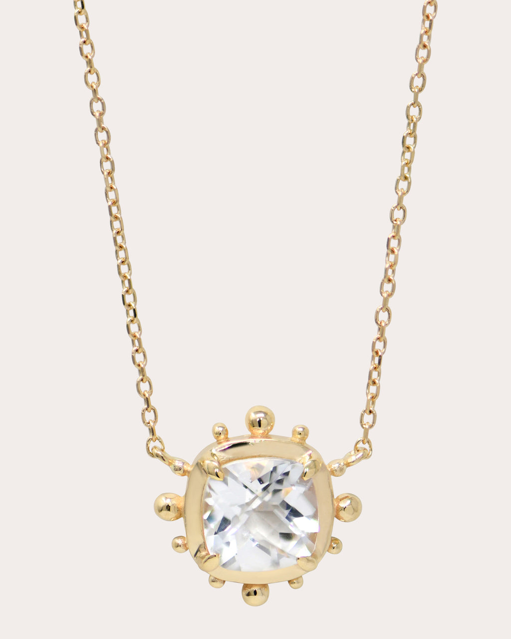 Topaz Dew Drop Avery Cushion Pendant Necklace