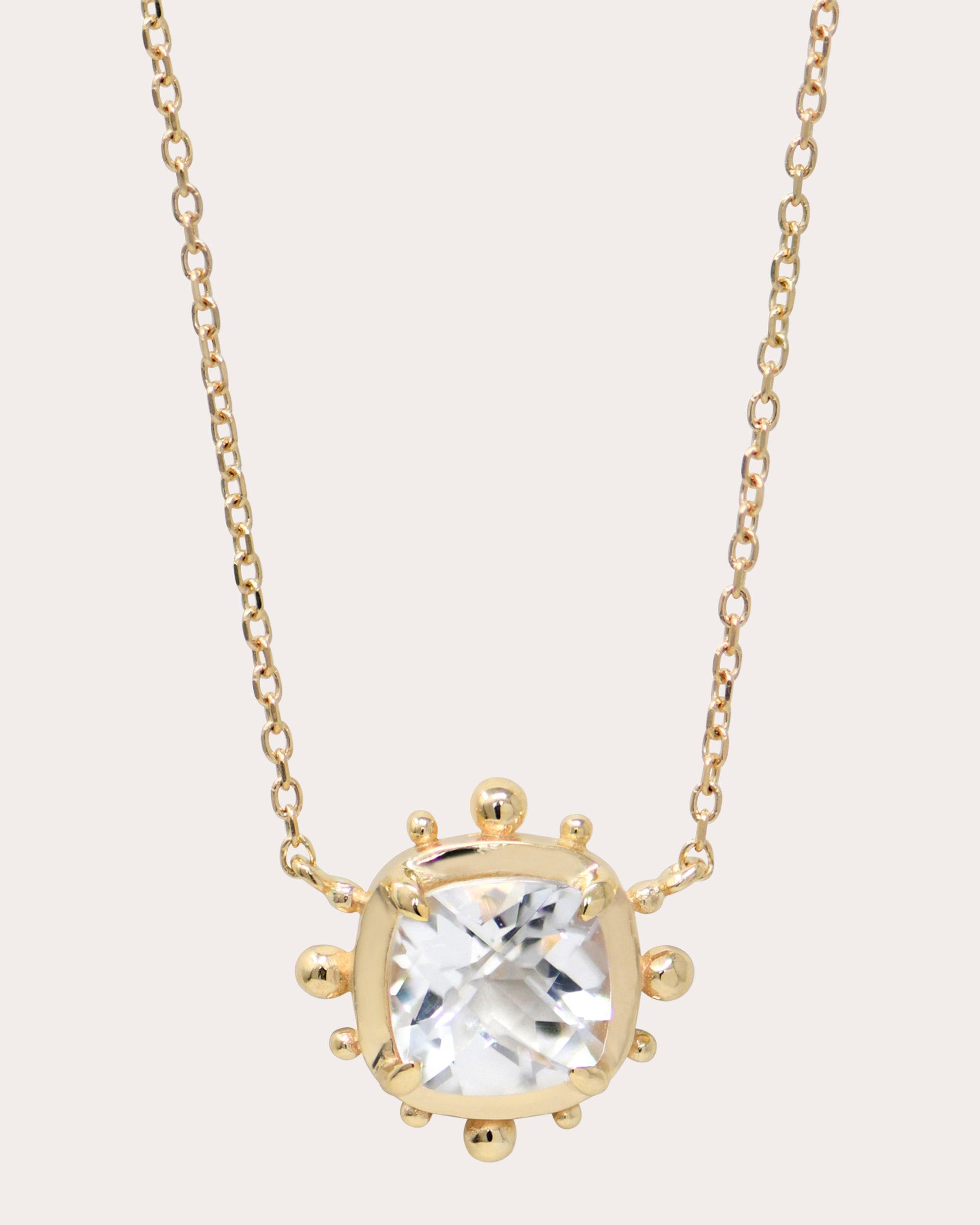 Topaz Dew Drop Avery Cushion Pendant Necklace