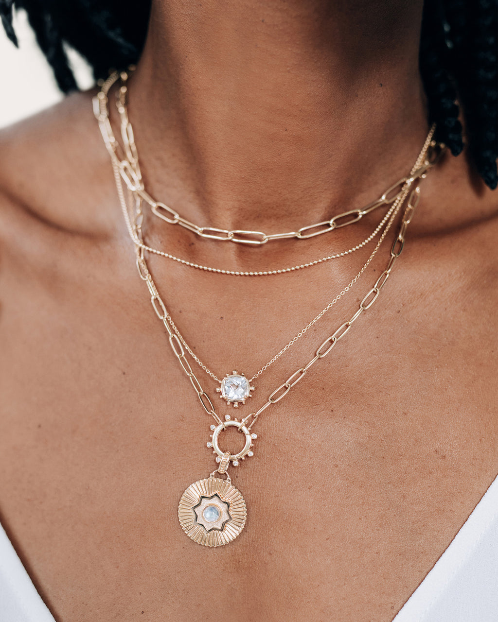 Topaz Dew Drop Avery Cushion Pendant Necklace