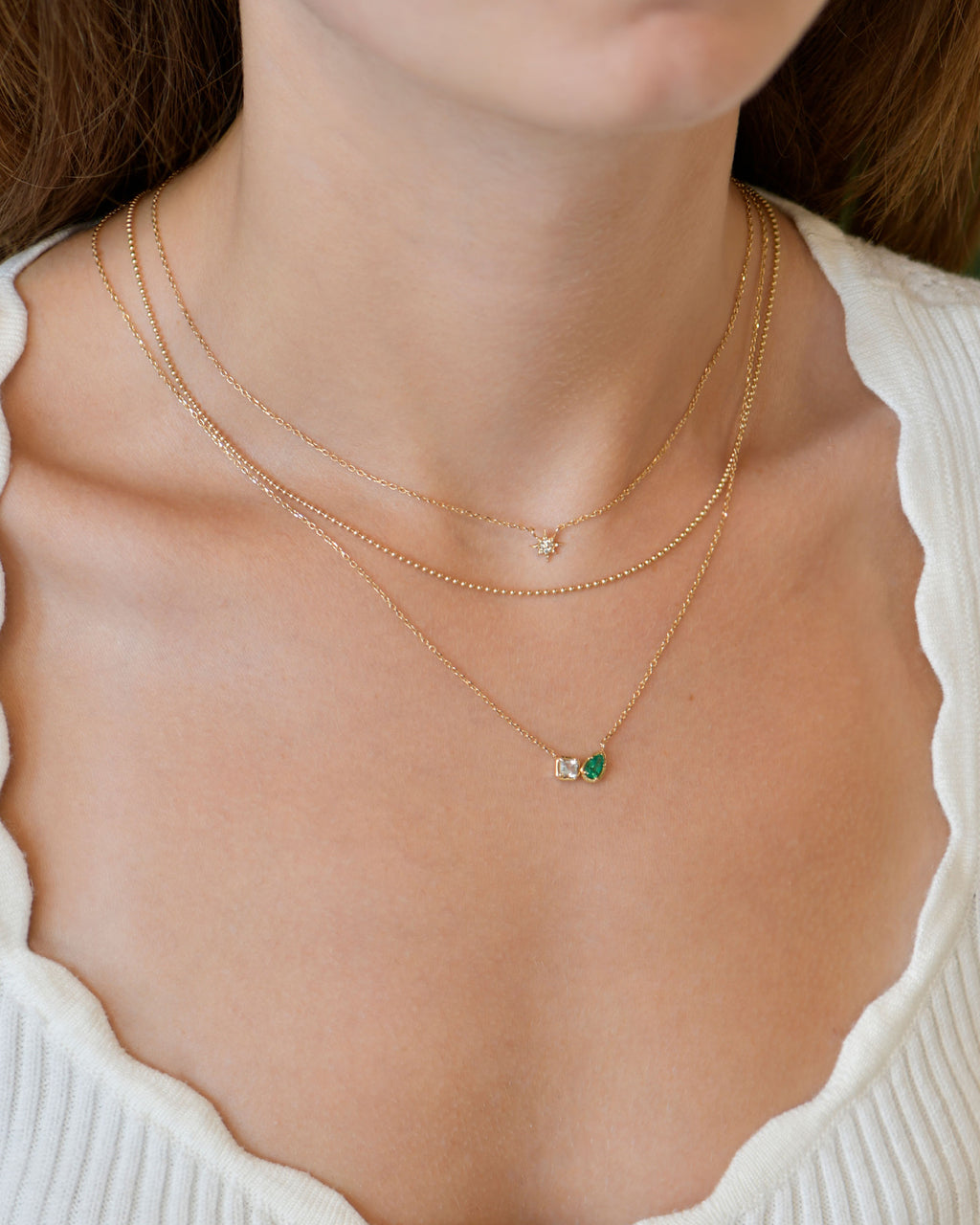 Topaz & Emerald Mélia Toi et Moi Necklace