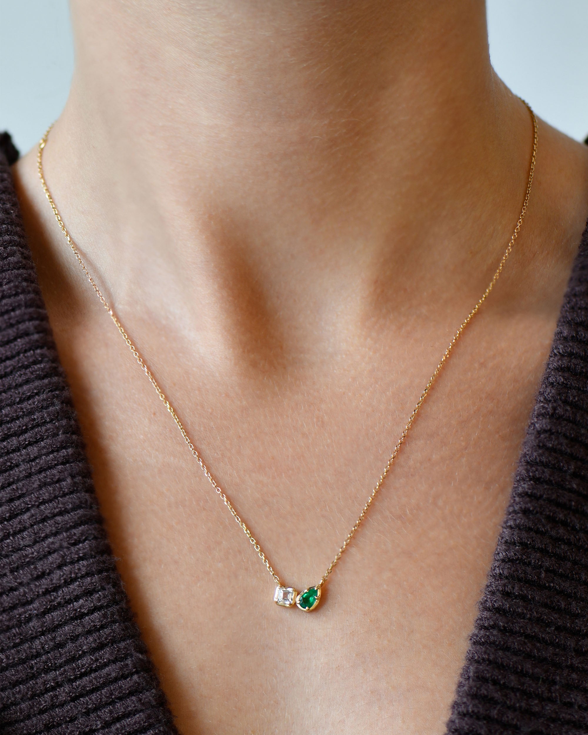 Topaz & Emerald Mélia Toi et Moi Necklace