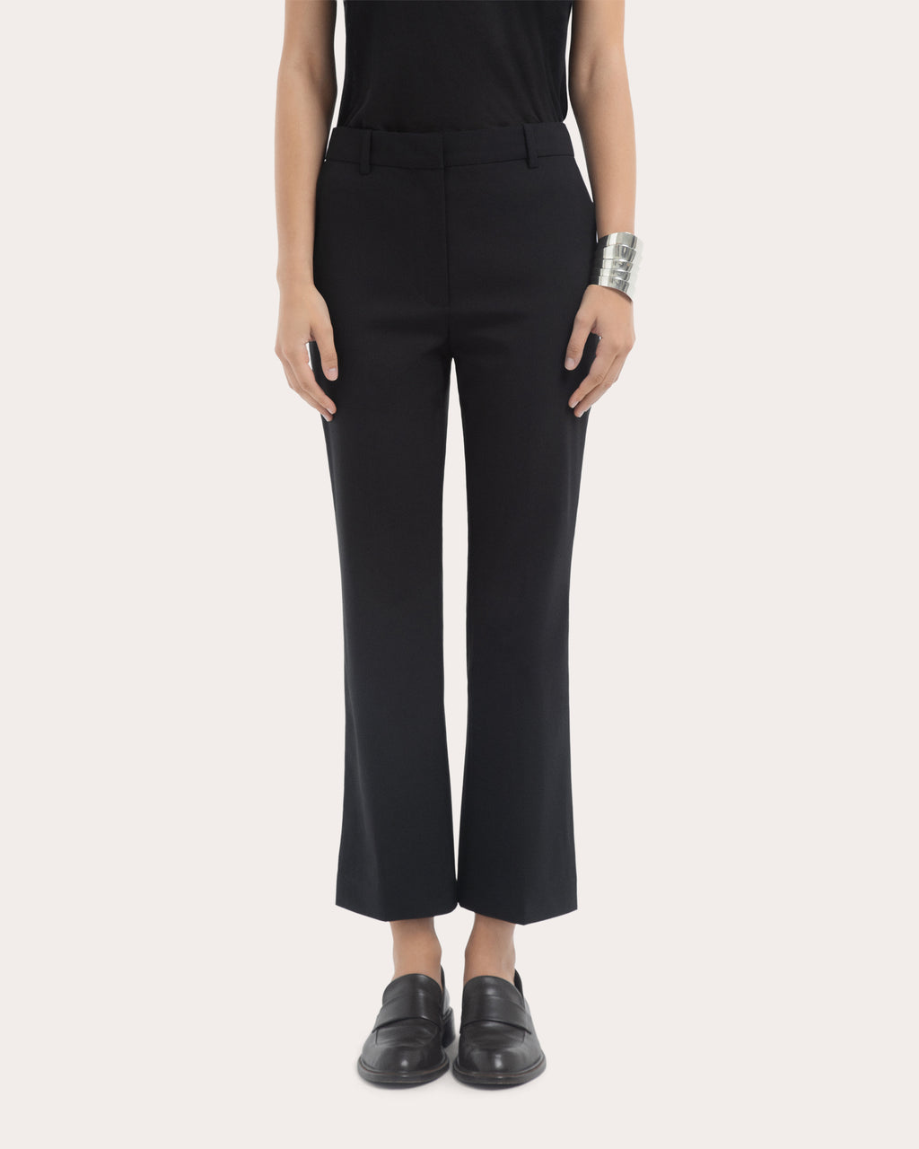 Virgin Wool Cropped Cigarette Trousers