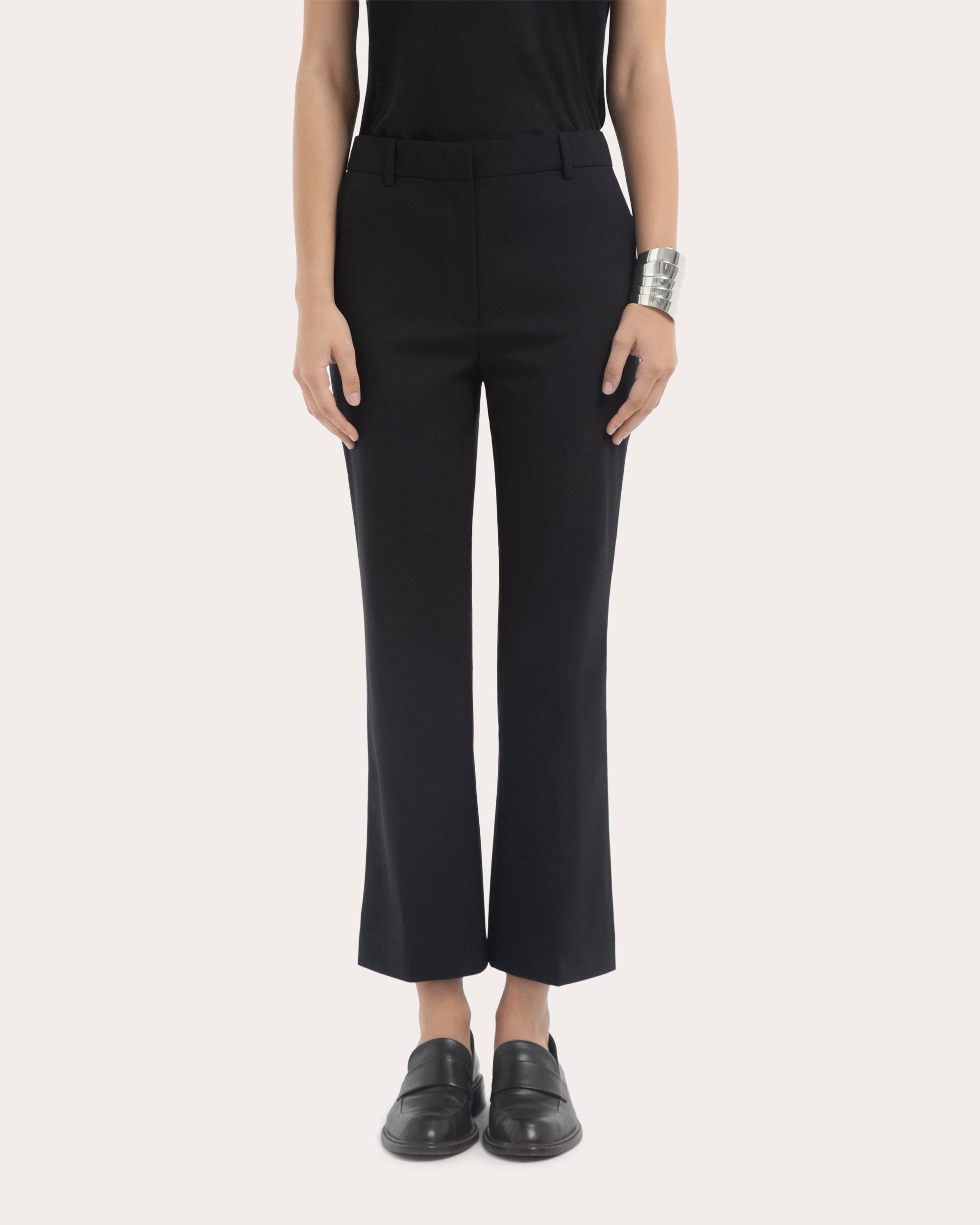 Virgin Wool Cropped Cigarette Trousers