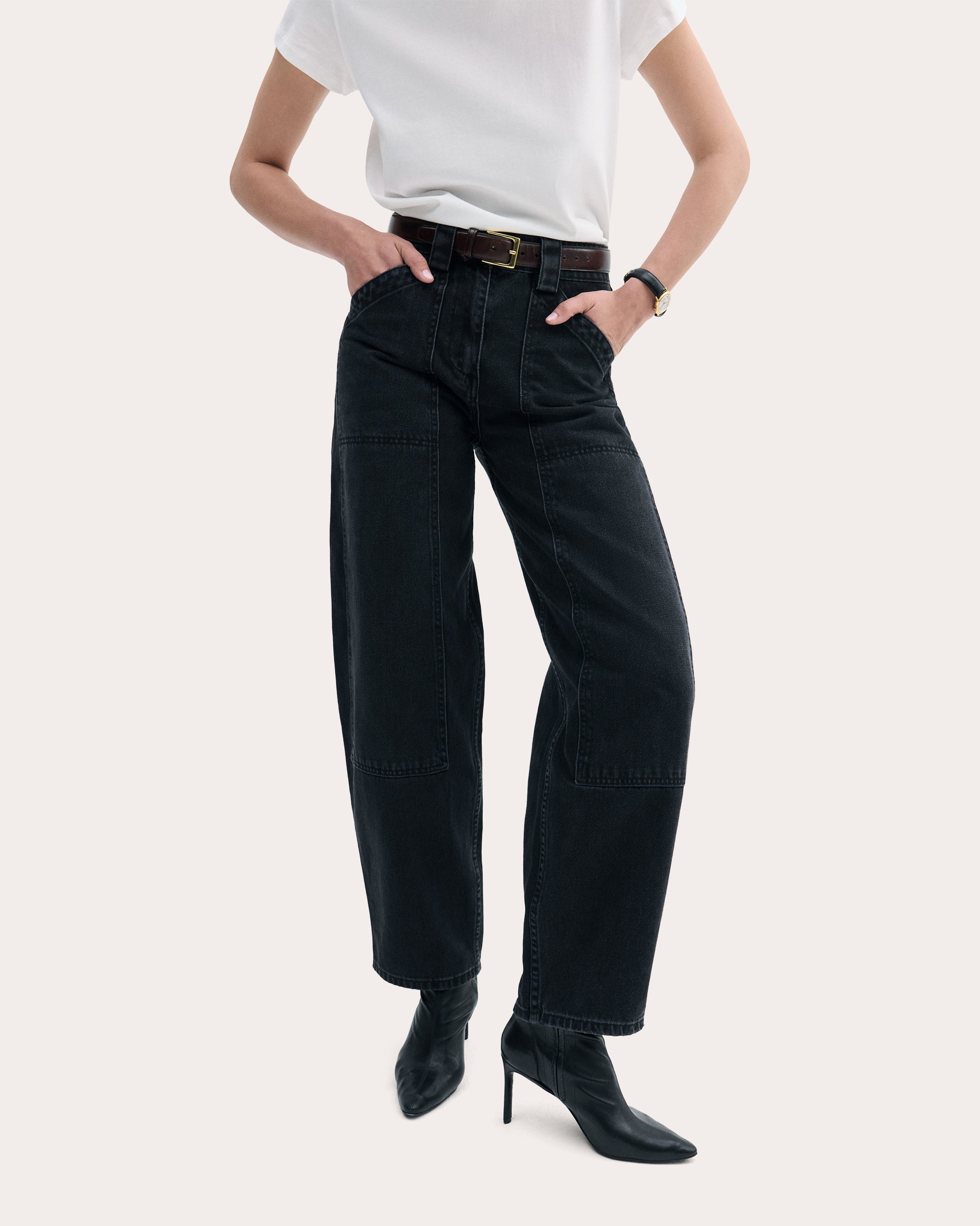 Patch Pocket Barrel Jeans