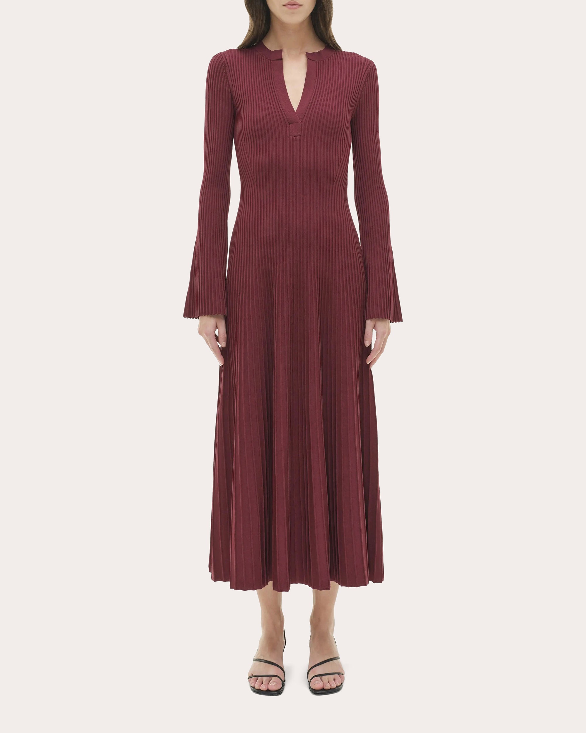 Genna Rib Knit Flared Midi Dress