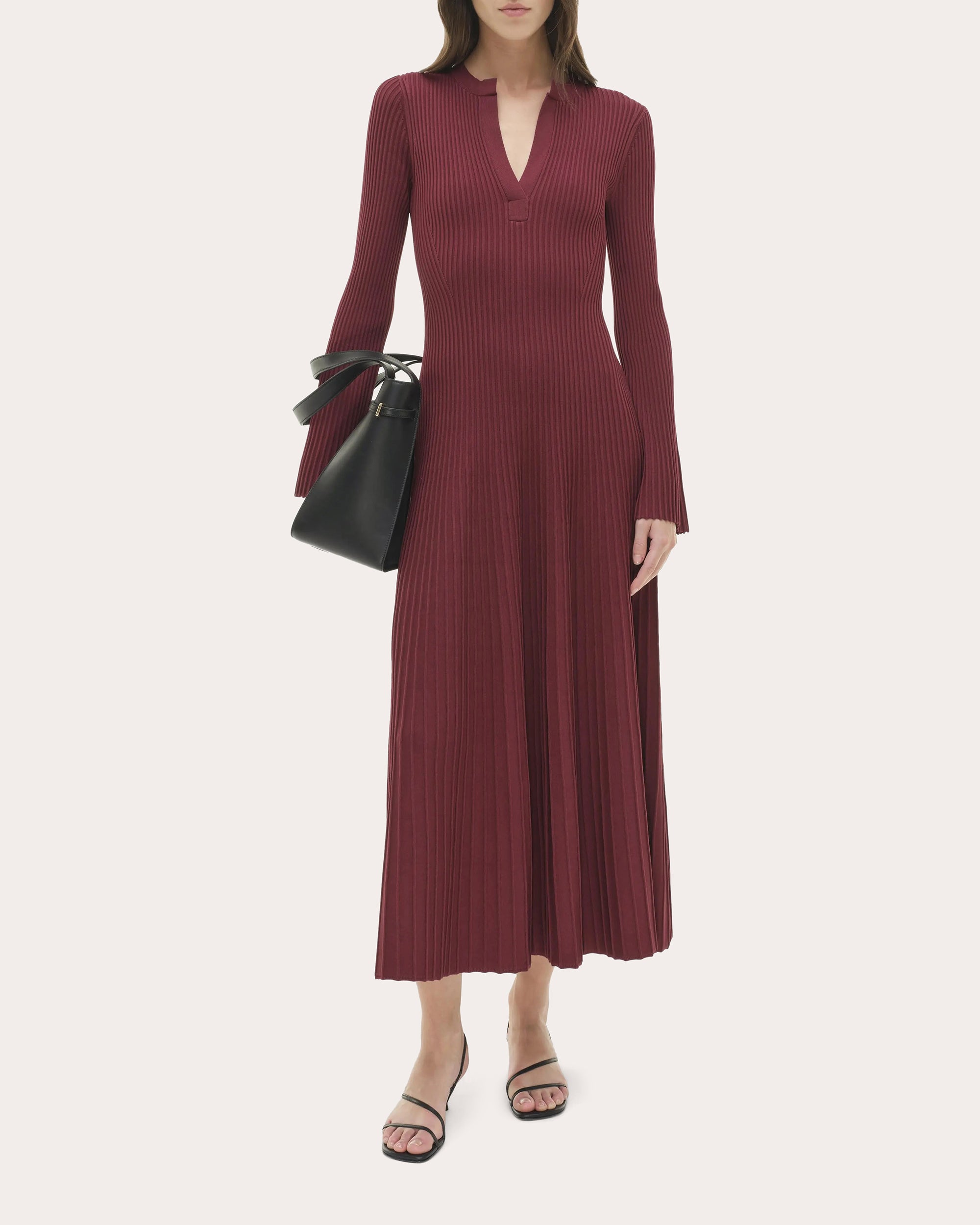 Genna Rib Knit Flared Midi Dress