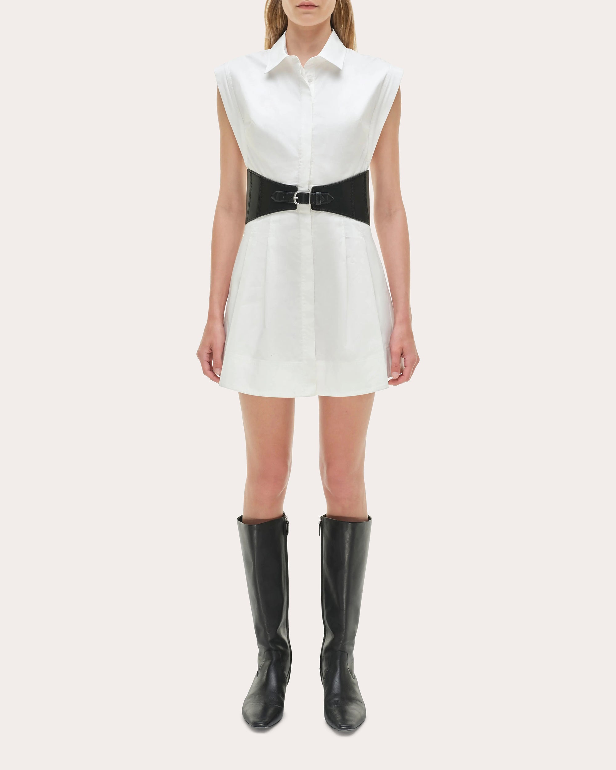 Simkhai Adler Belted Mini Dress in White