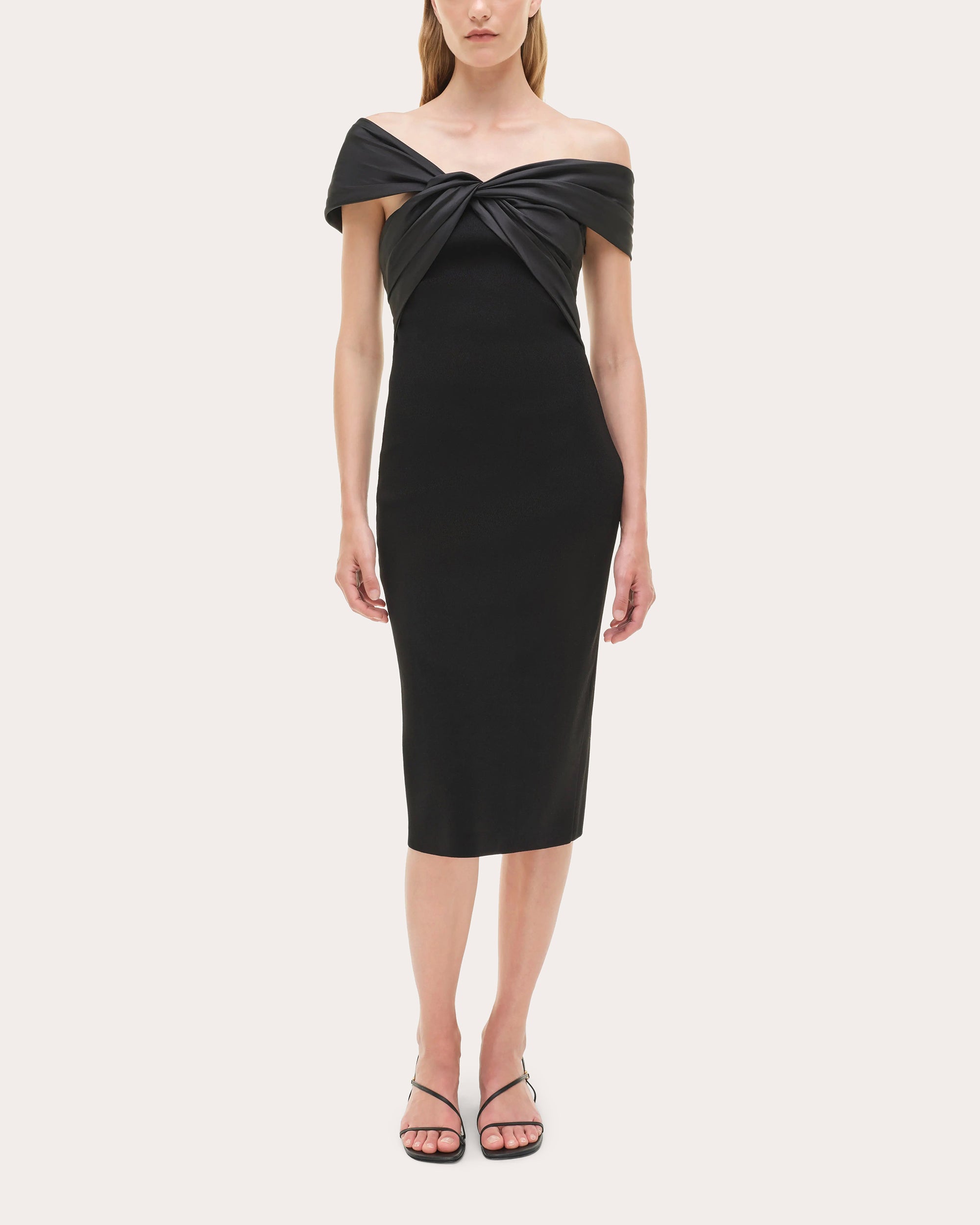 mia midi dress Mia Knit Taffeta Combo Knotted Midi Dress