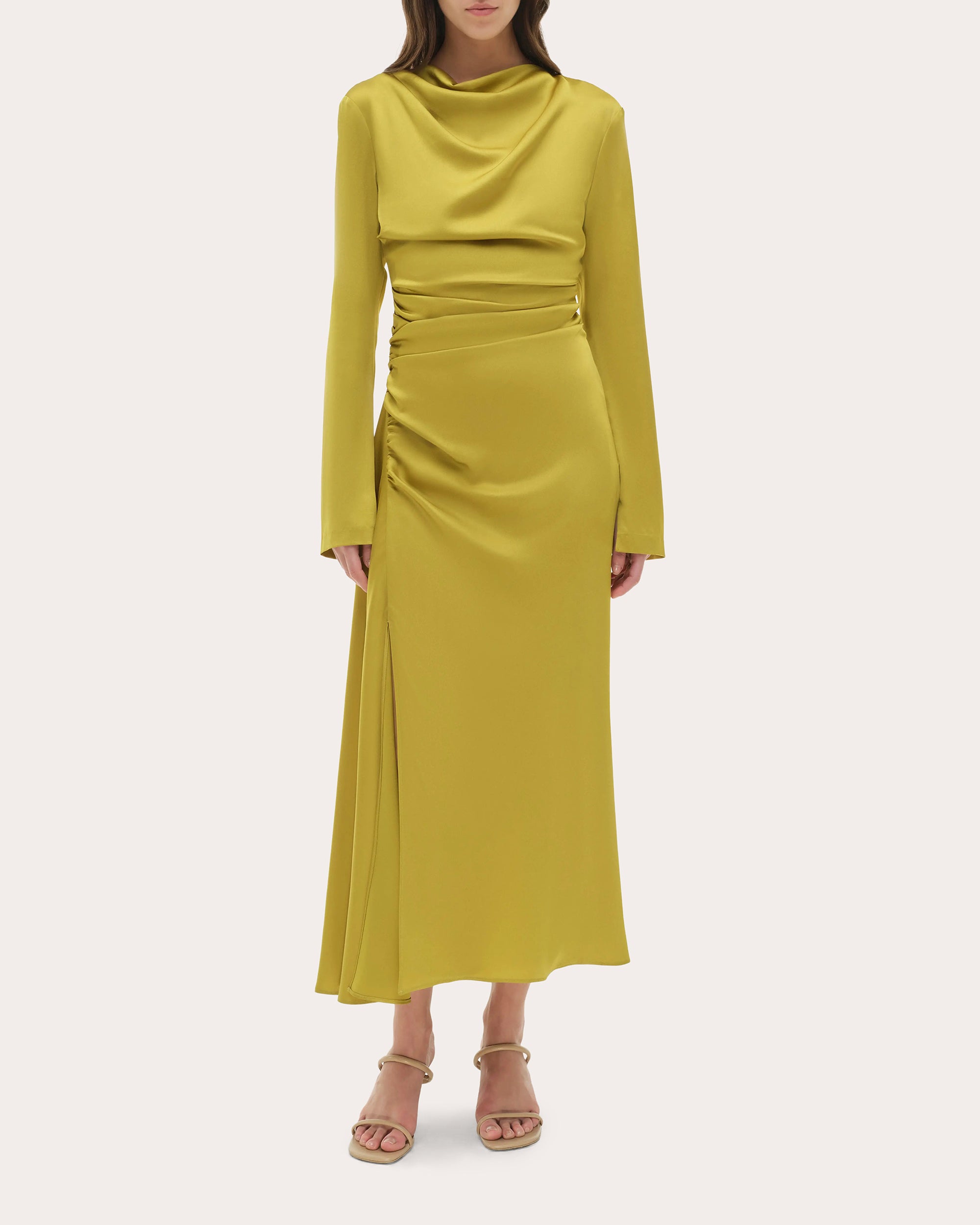 Kenlie Knit Taffeta Combo Gathered Midi Dress | Olivela Kenlie Knit Taffeta Combo Gathered Midi Dress | Olivela