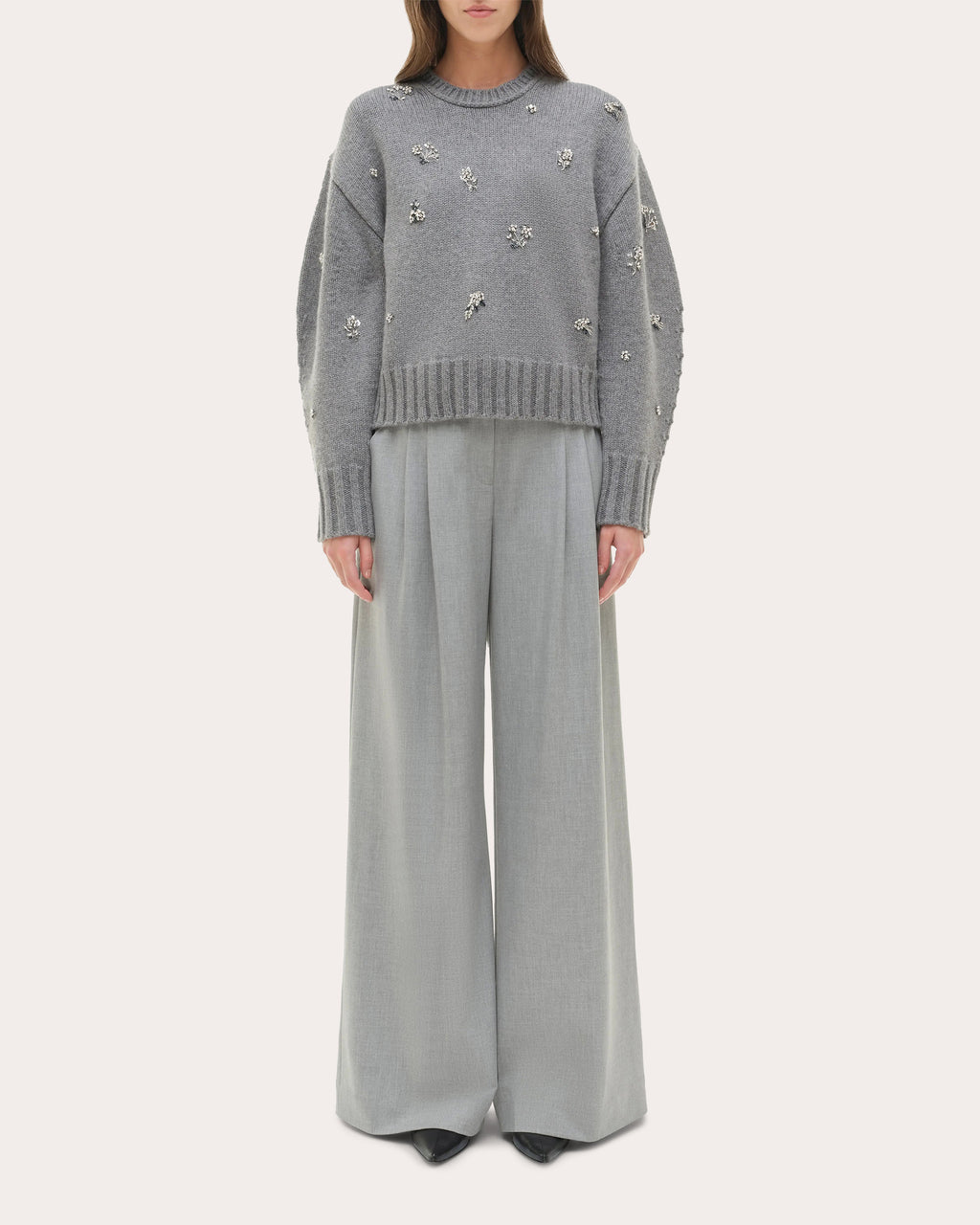 Coraline Crystal Wool Cashmere Crewneck Sweater