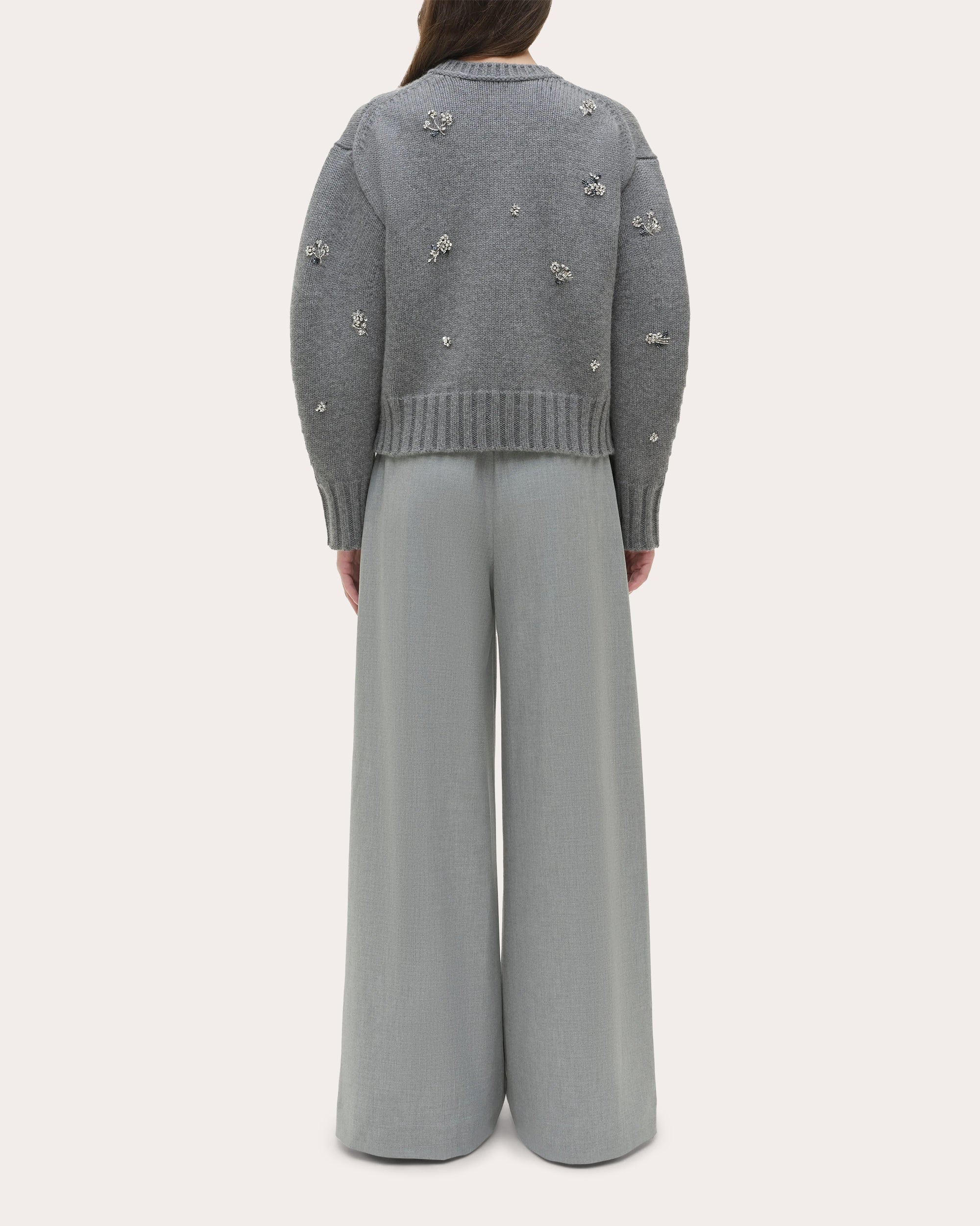 Coraline Crystal Wool Cashmere Crewneck Sweater