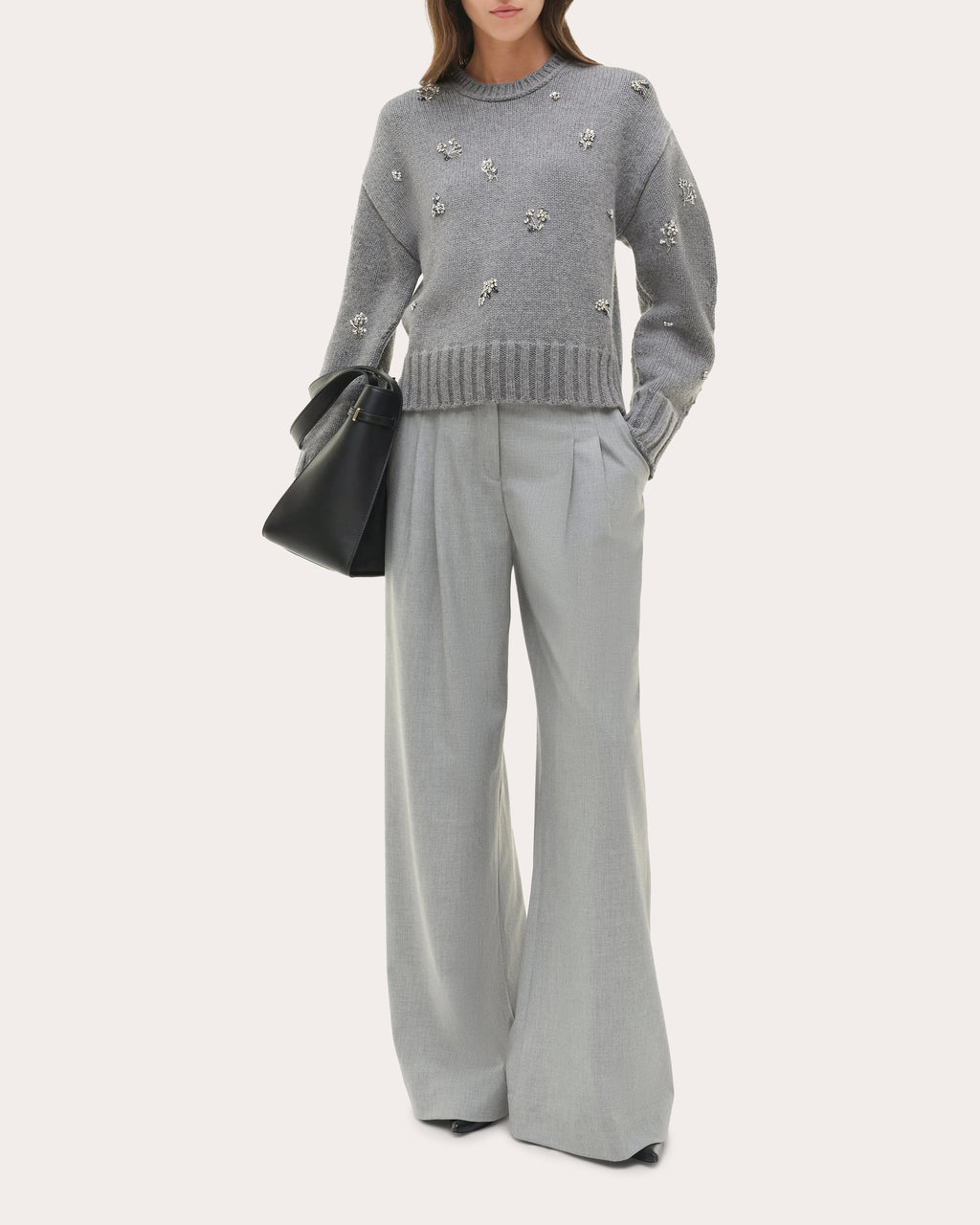 Coraline Crystal Wool Cashmere Crewneck Sweater