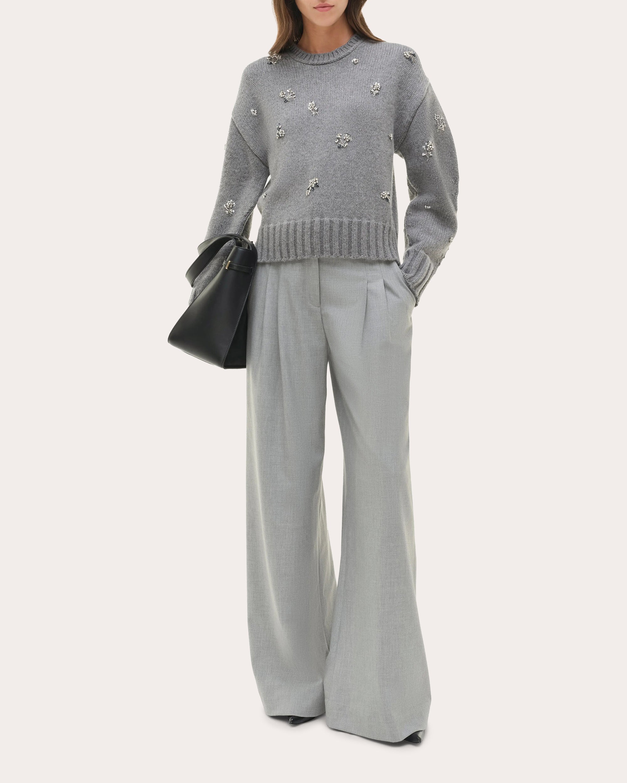 Coraline Crystal Wool Cashmere Crewneck Sweater