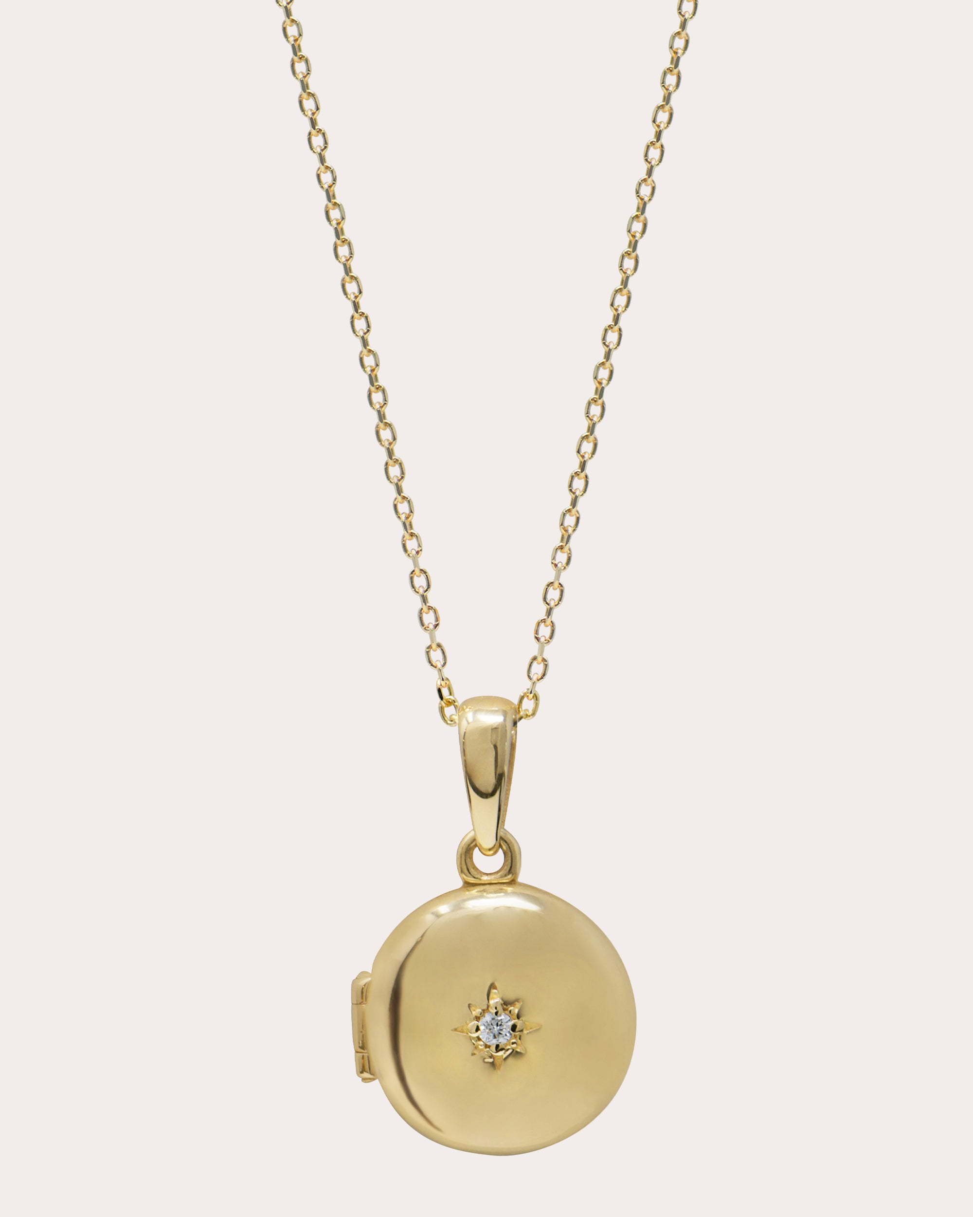 Diamond & 14k Gold Aztec Mini Locket Necklace
