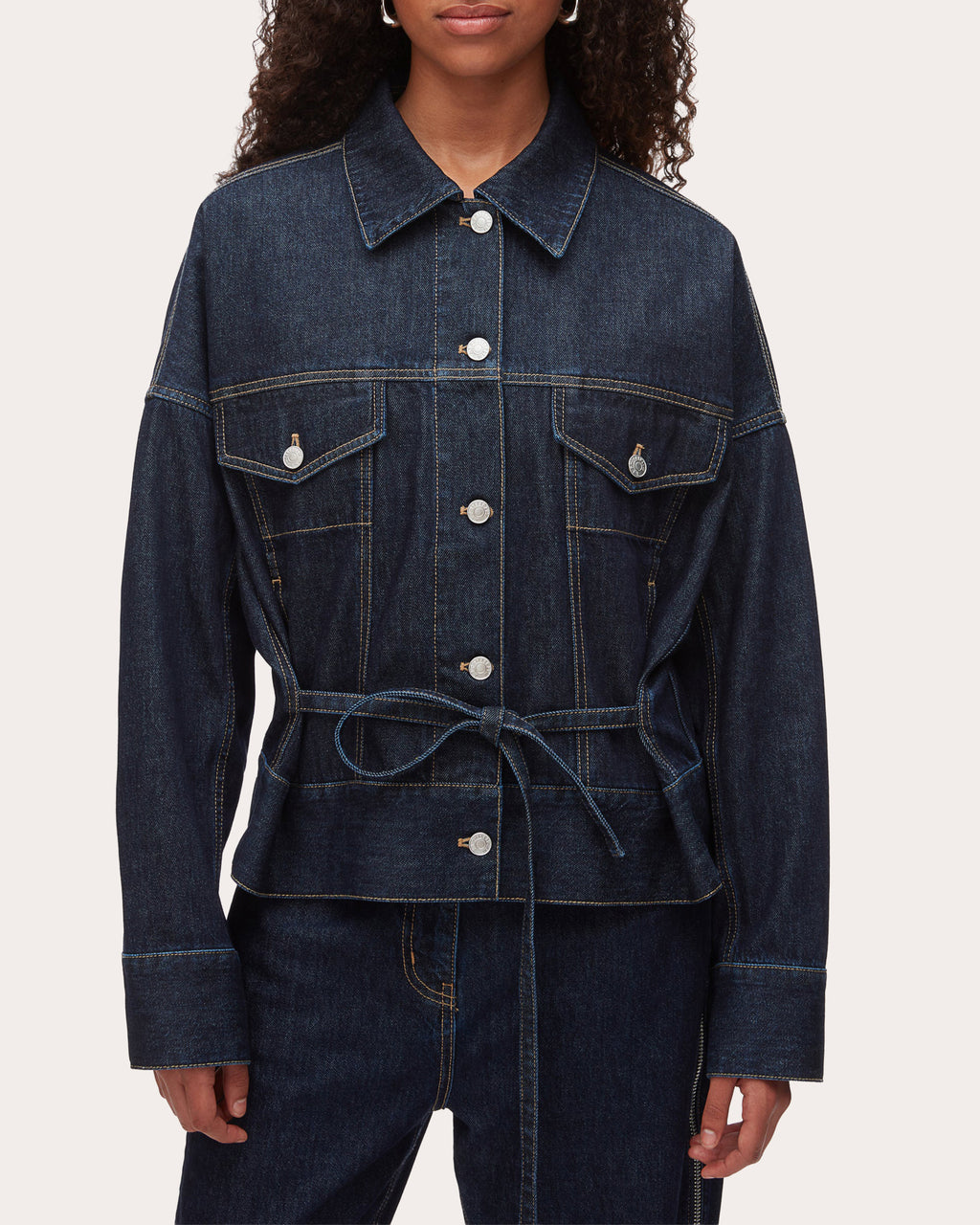 Boxy Belted Denim Jacket