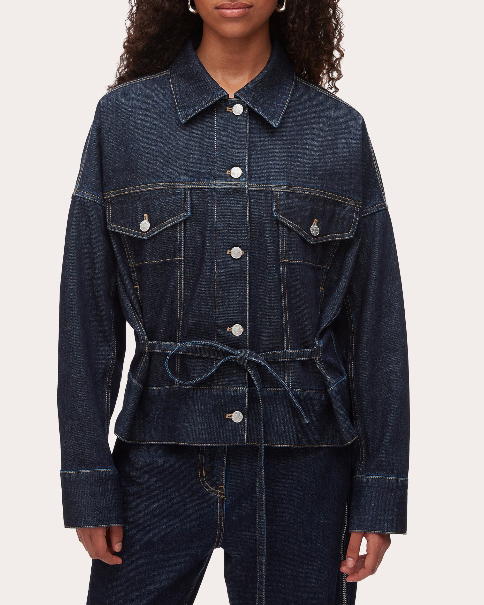 Boxy Belted Denim Jacket