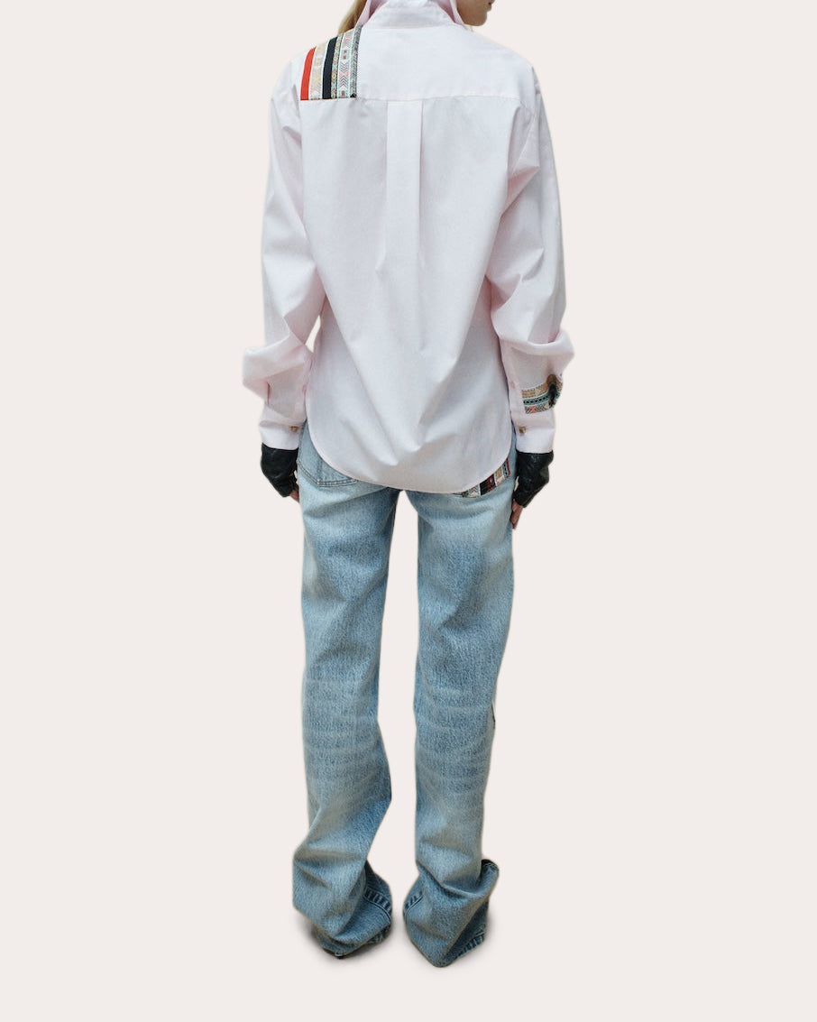Ted Grosgrain Poplin High-Low Shirt