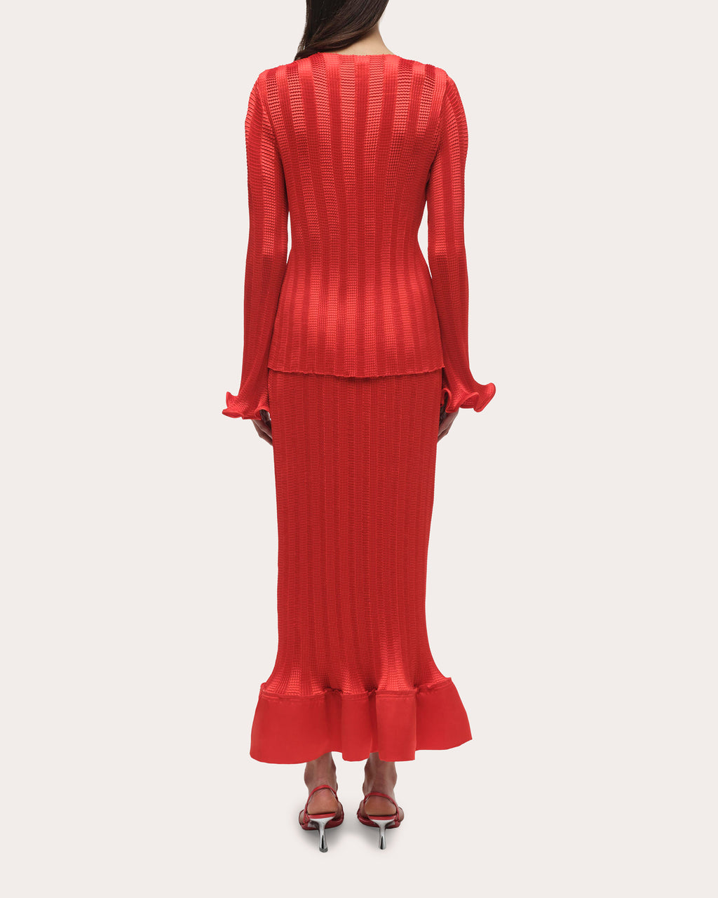 Carys Textured Stripe Flare-Sleeve Top