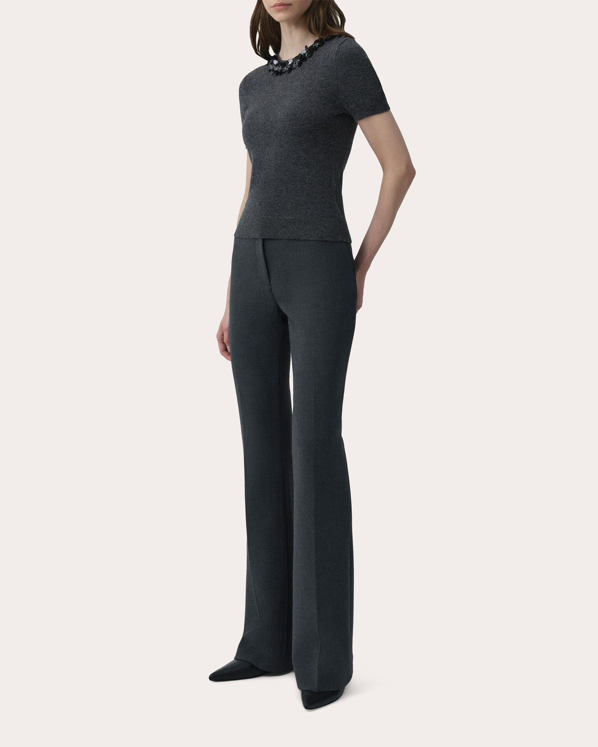 Sophie Wool Cashmere Embellished Crewneck Top