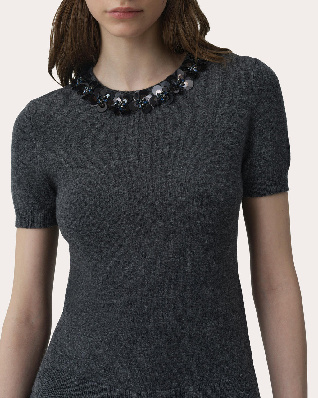 Sophie Wool Cashmere Embellished Crewneck Top