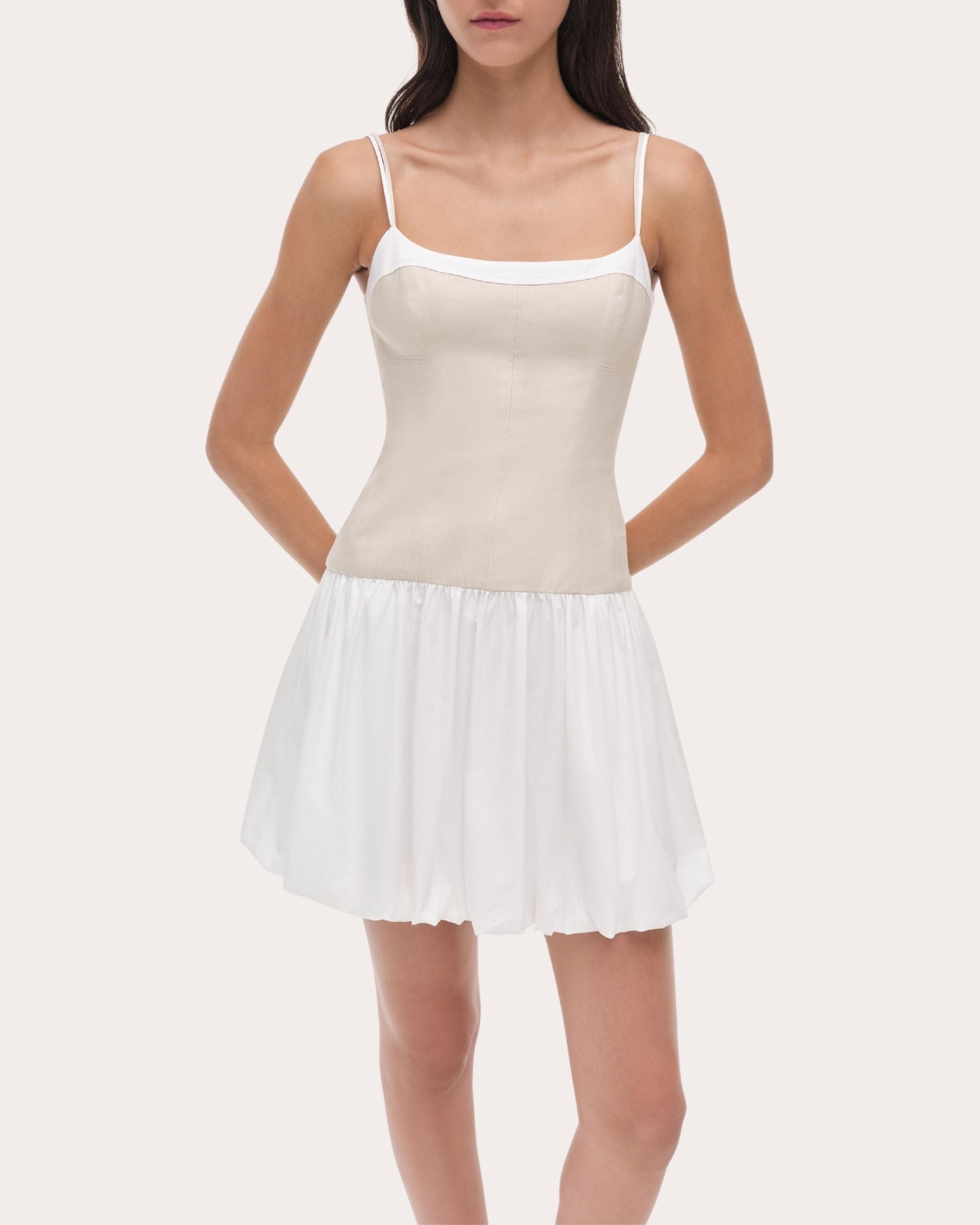 Fifi Poplin Combo Drop-Waist Mini Dress