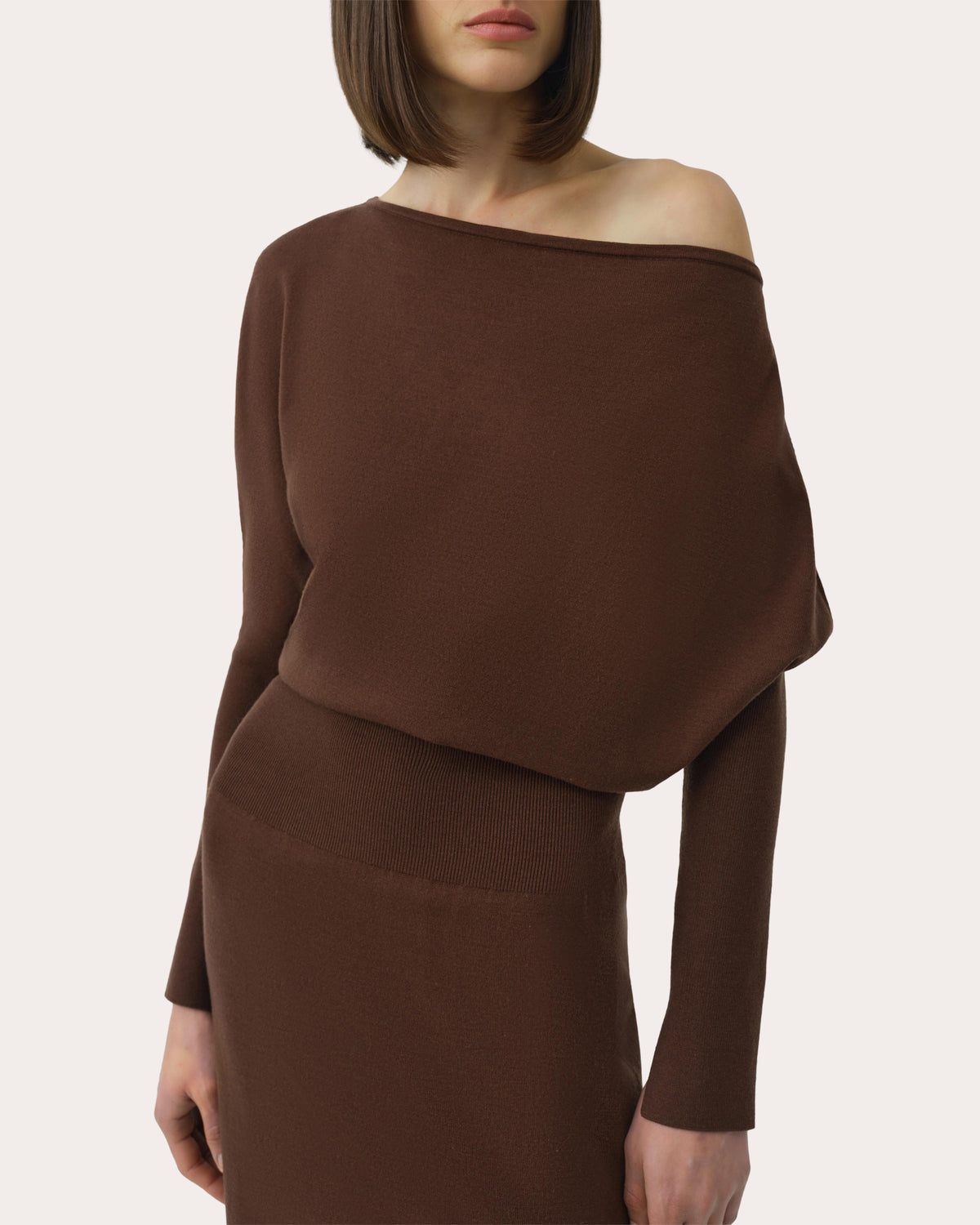 Janese Knit Wool Draped Midi Dress